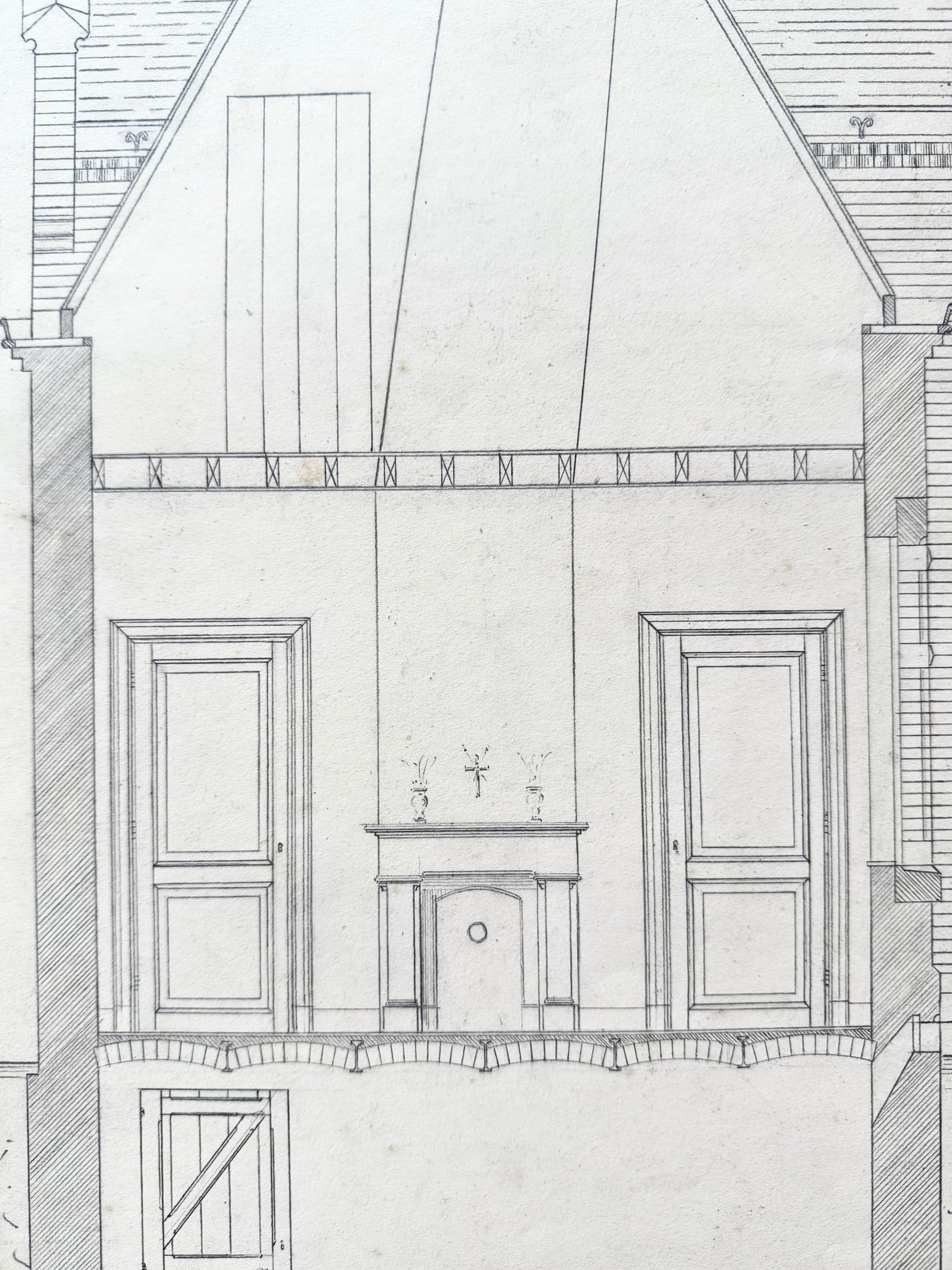 Architektur Zeichnung - Querschnitt Wohnhaus Entwurf 1890