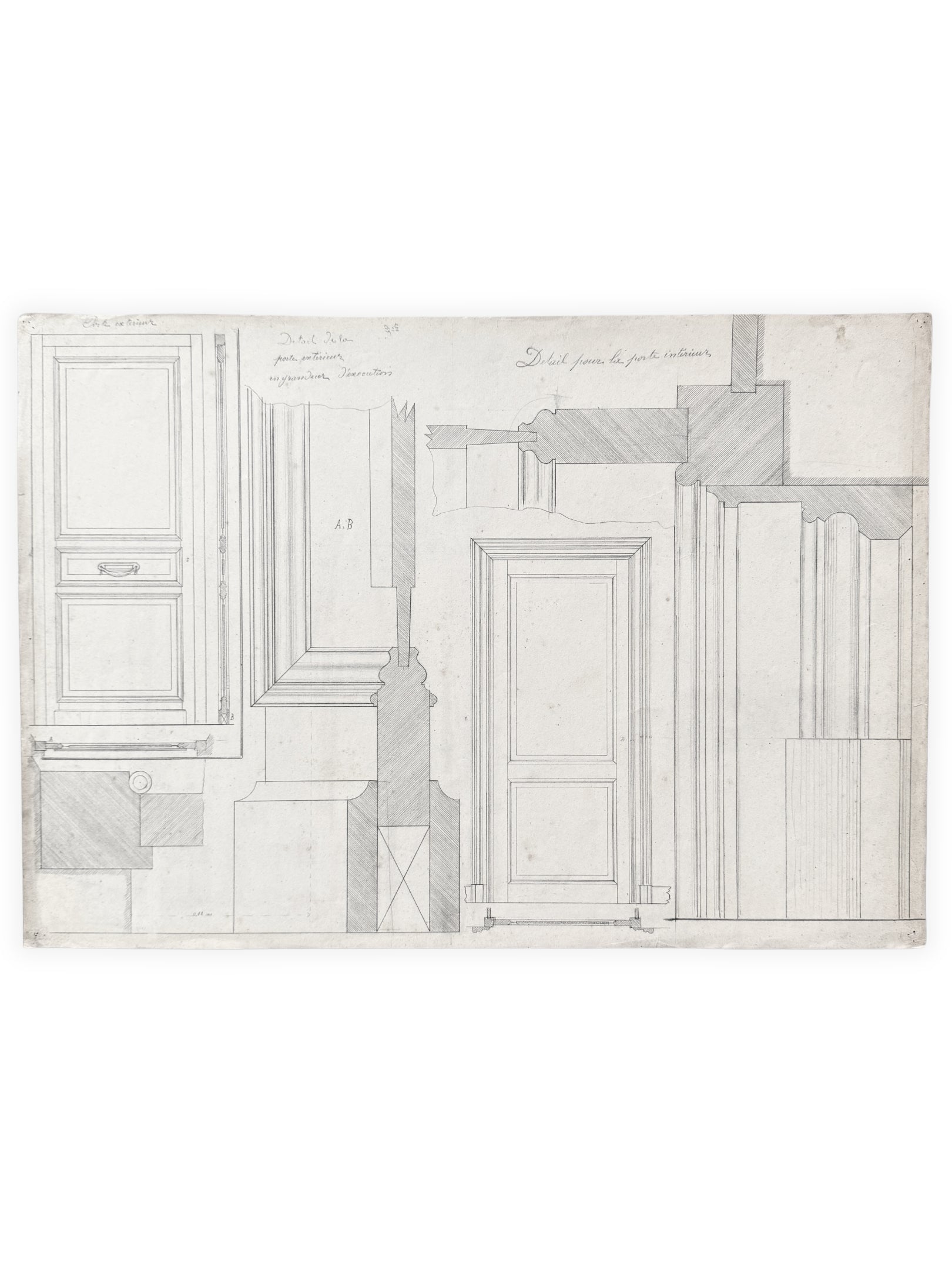 Architektur Zeichnung - Türen Aufbau Entwurf 1890