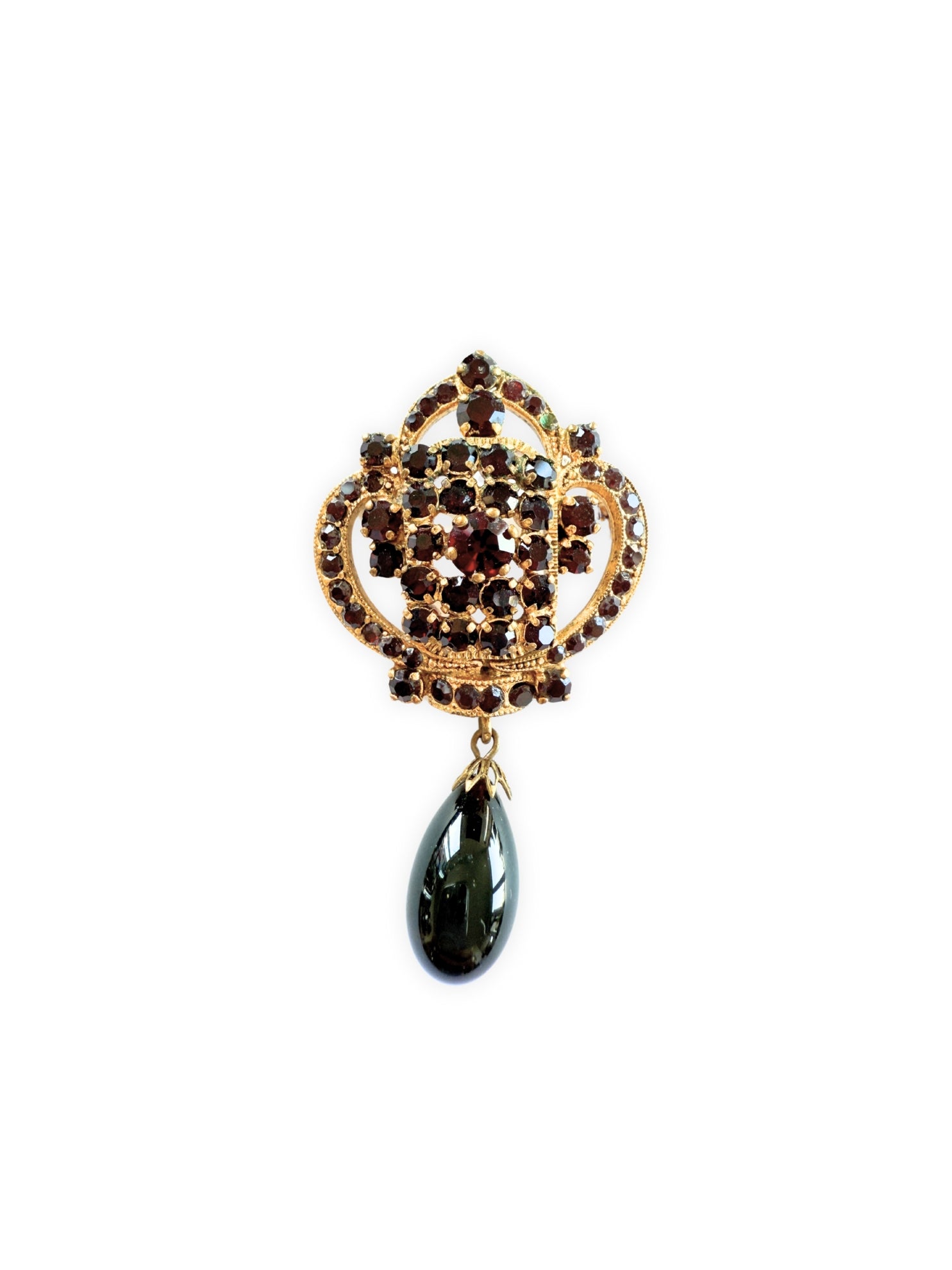 Vintage Brosche mit Abhänger und Strass Revival Style