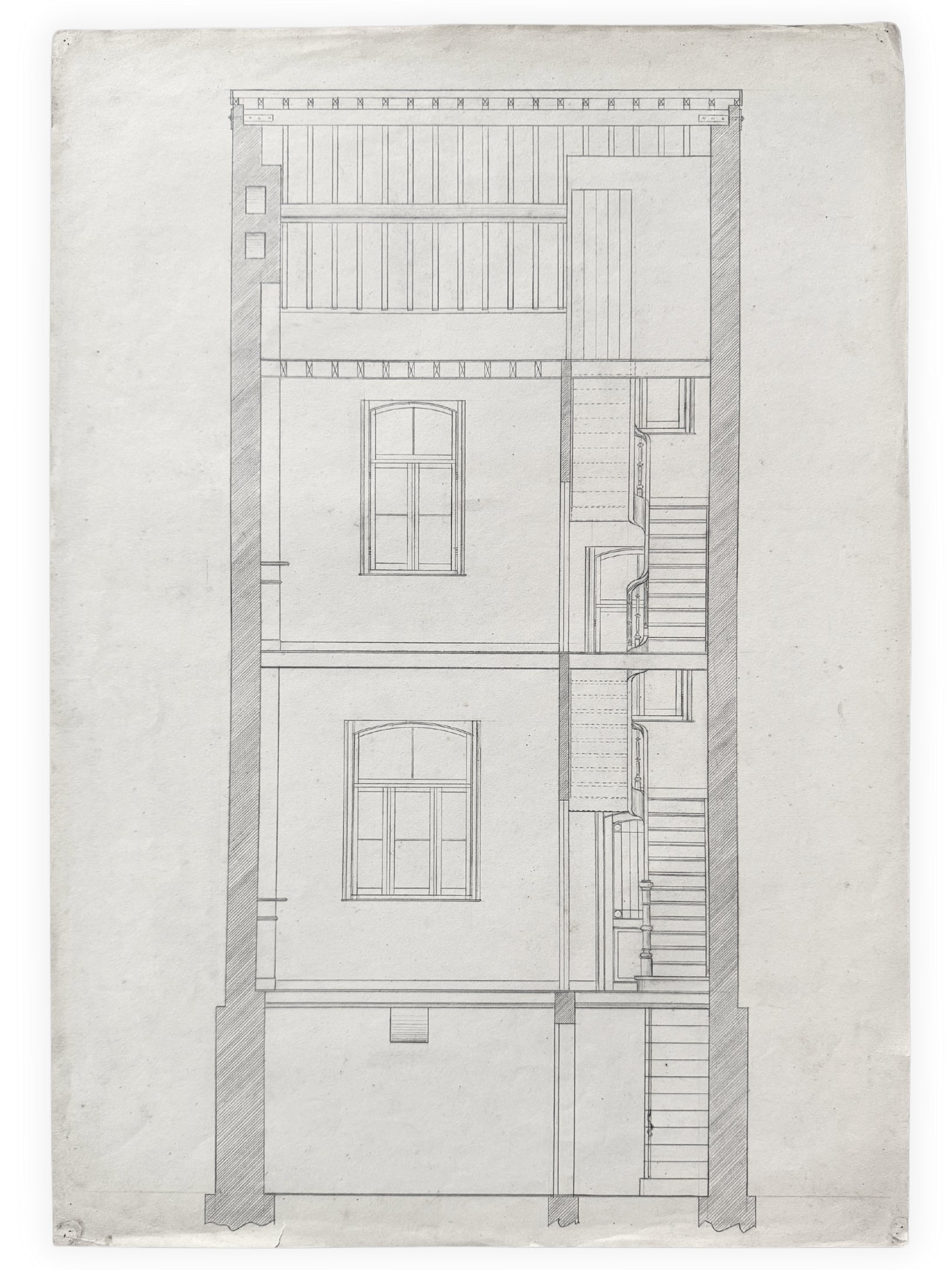 Architektur Zeichnung - Querschnitt Wohnhaus um 1900 Entwurf