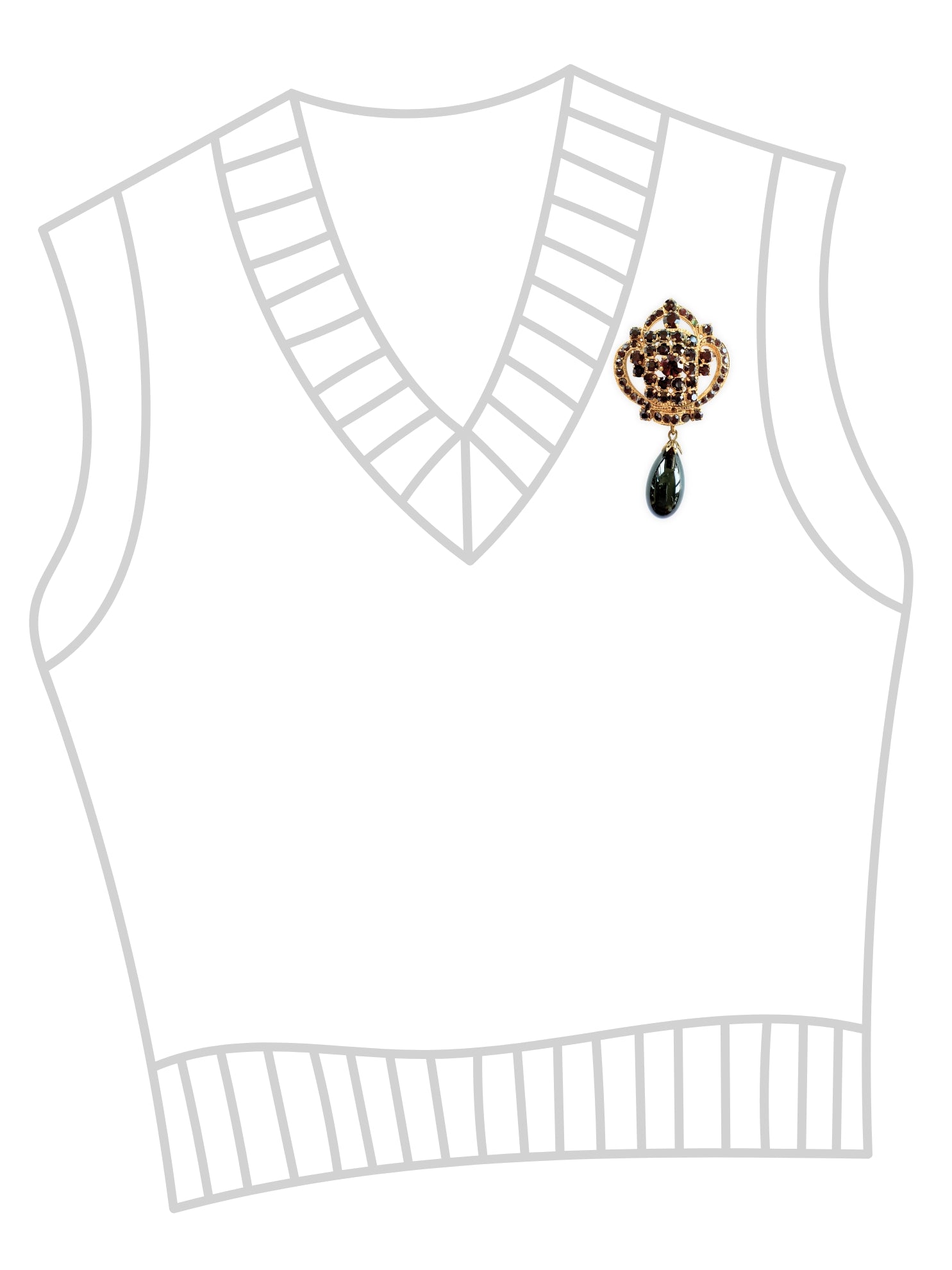 Vintage Brosche mit Abhänger und Strass Revival Style