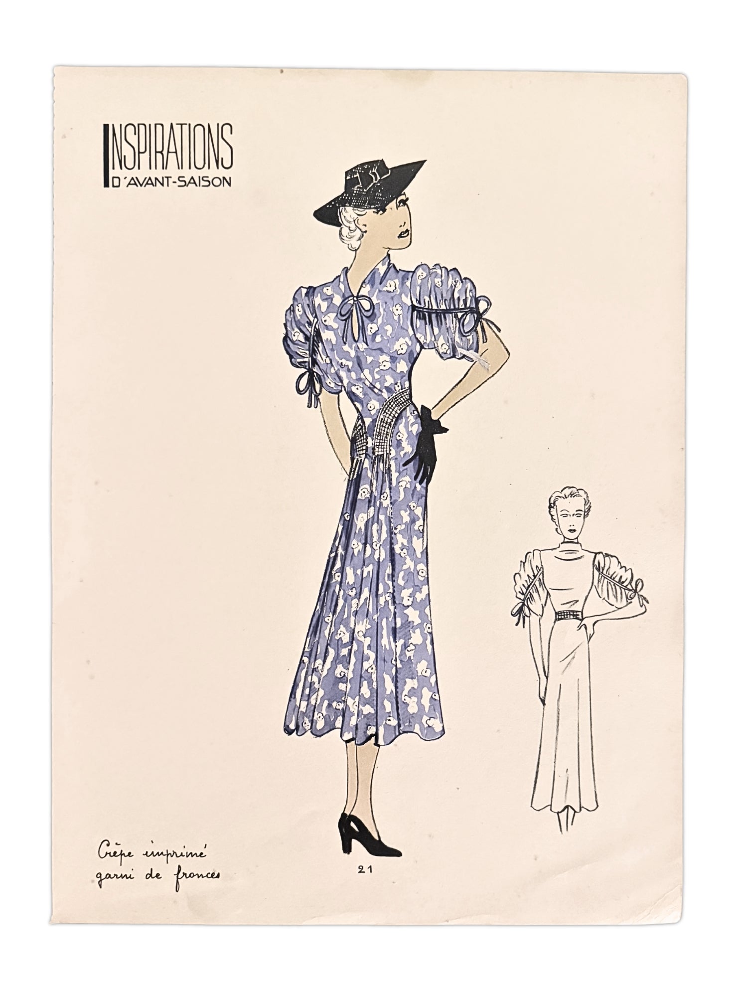 Vintage Mode Illustration Sketch Inspirations d'avant saison 1930 - No. 21