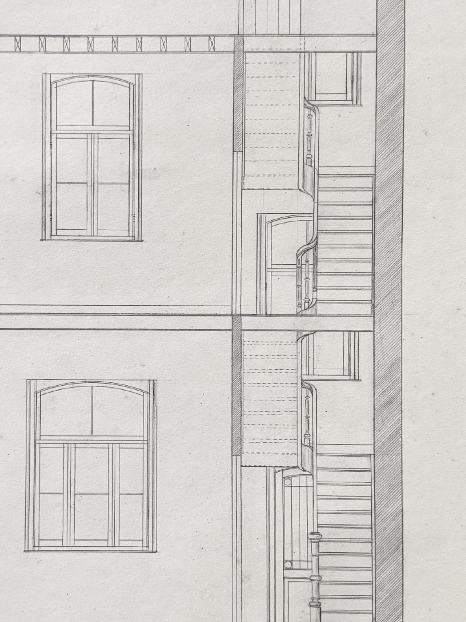 Architektur Zeichnung - Querschnitt Wohnhaus um 1900 Entwurf