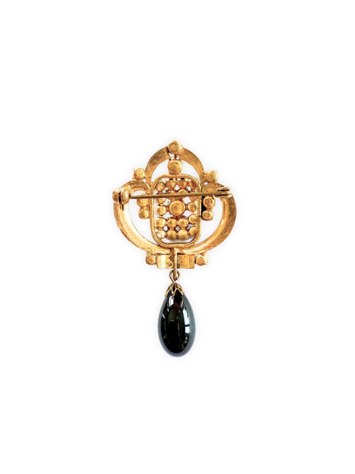 Vintage Brosche mit Abhänger und Strass Revival Style