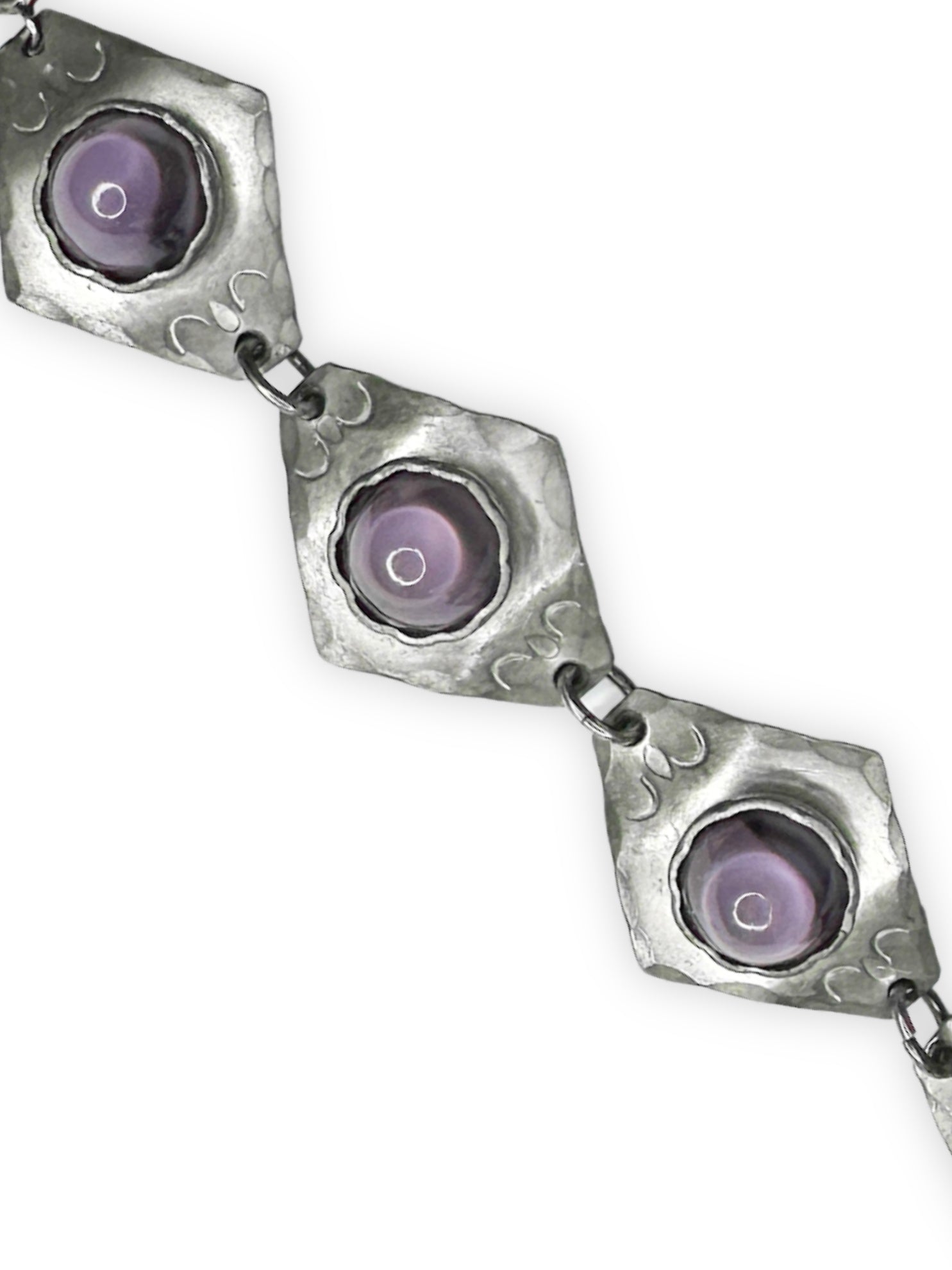 Design Armband Dänemark aus Zinn 1960er mit Amethysten