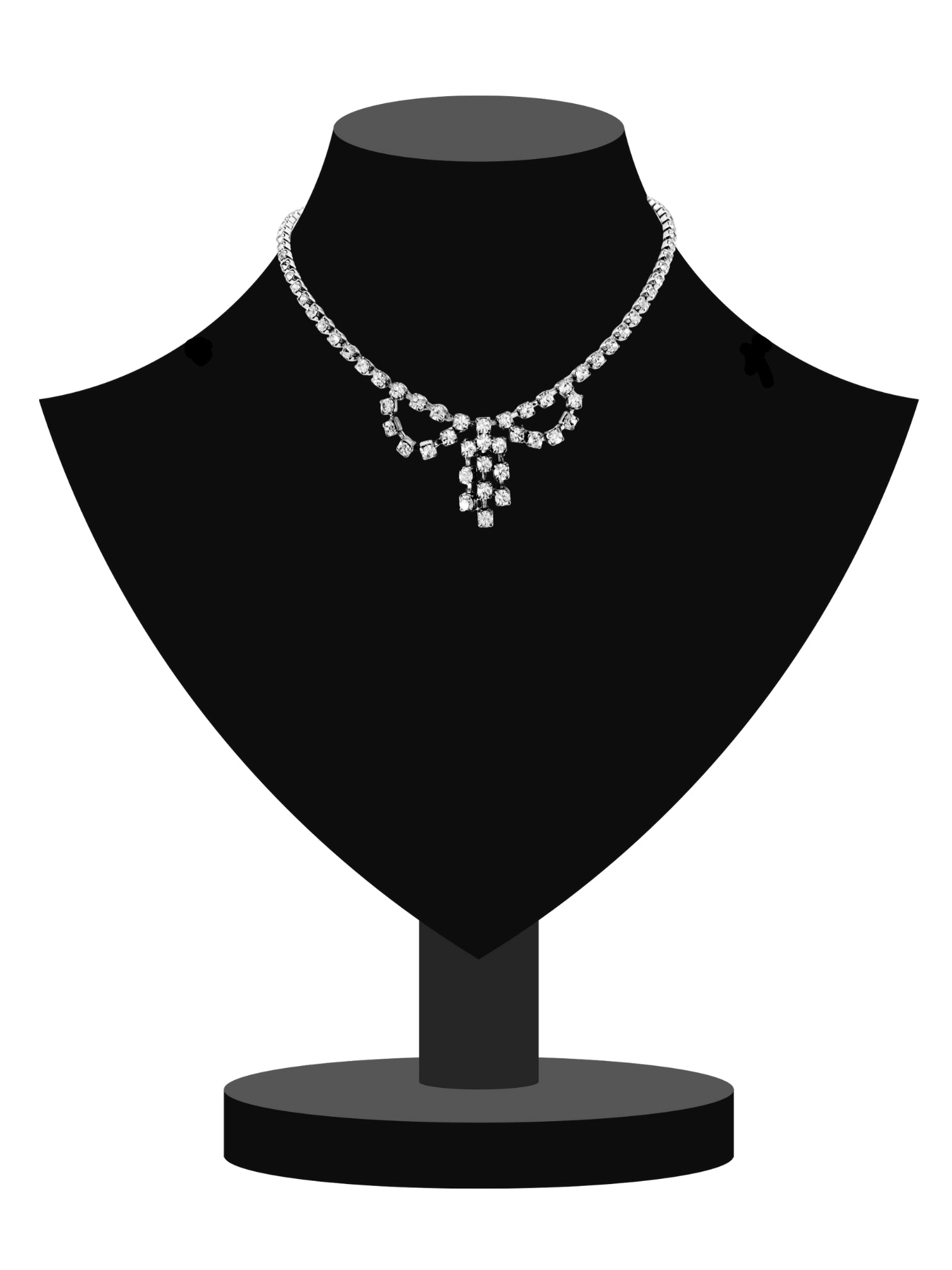 Vintage Collier mit Schleife aus Strass Modeschmuck der 1950er Jahre