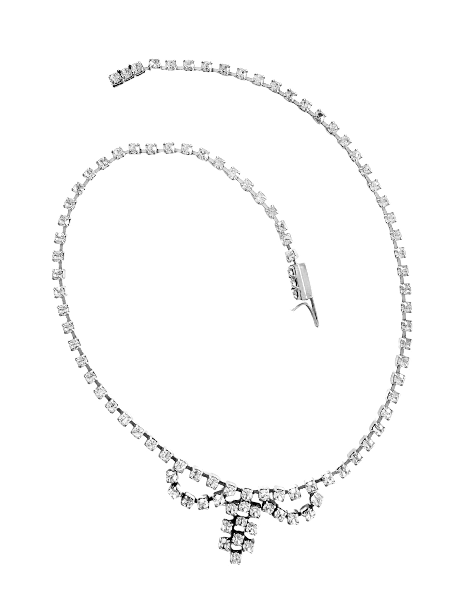 Vintage Collier mit Schleife aus Strass Modeschmuck der 1950er Jahre