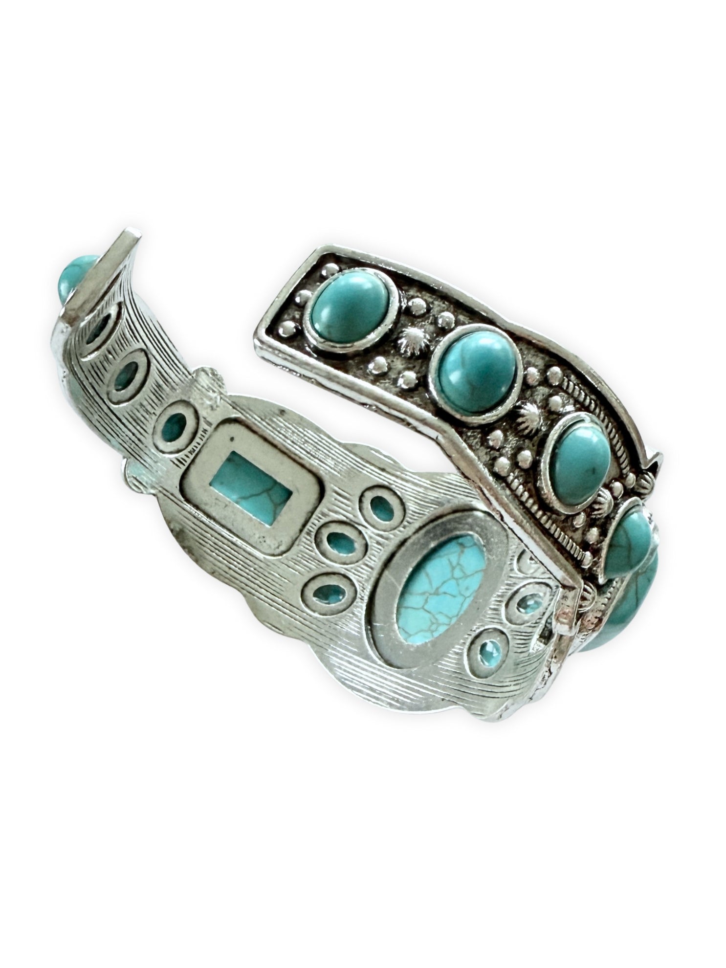 Boho Armschmuck mit Türkisen Vintage Armreif 1970er Jahre