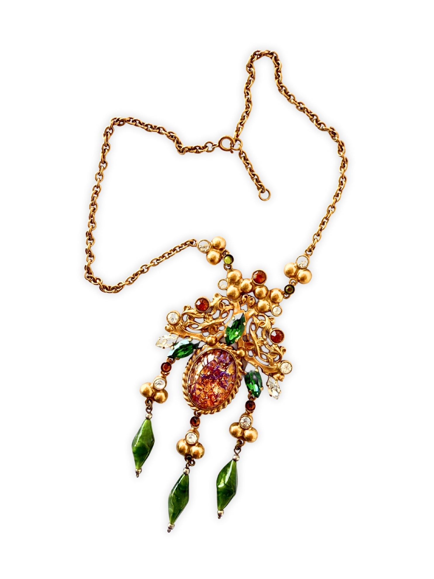 Vintage buntes Collier mit Strass und Glassteinen viktorianisch