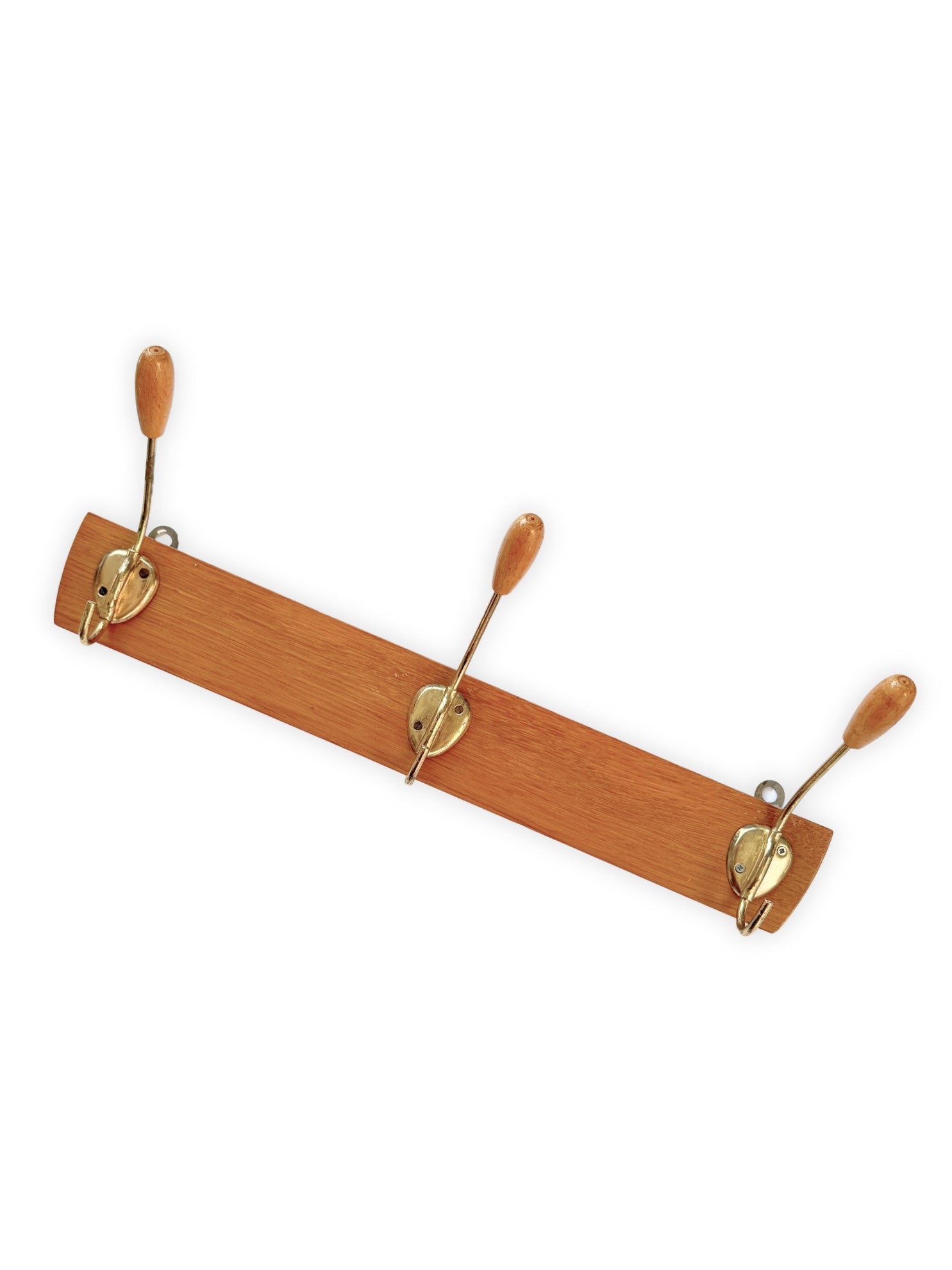 Vintage Garderobe MidCentury 50er Jahre Wandhaken aus Holz 3er