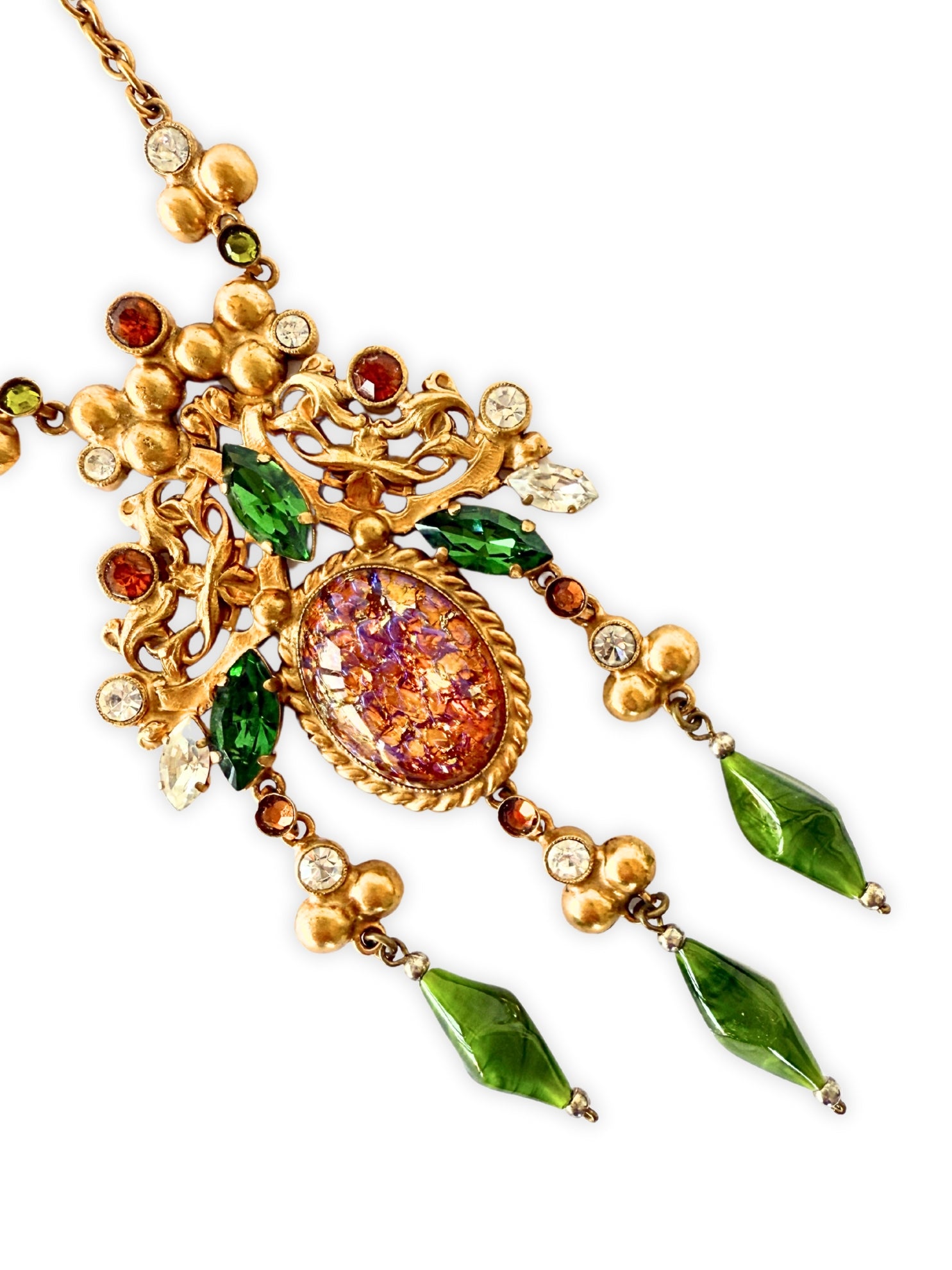 Vintage buntes Collier mit Strass und Glassteinen viktorianisch
