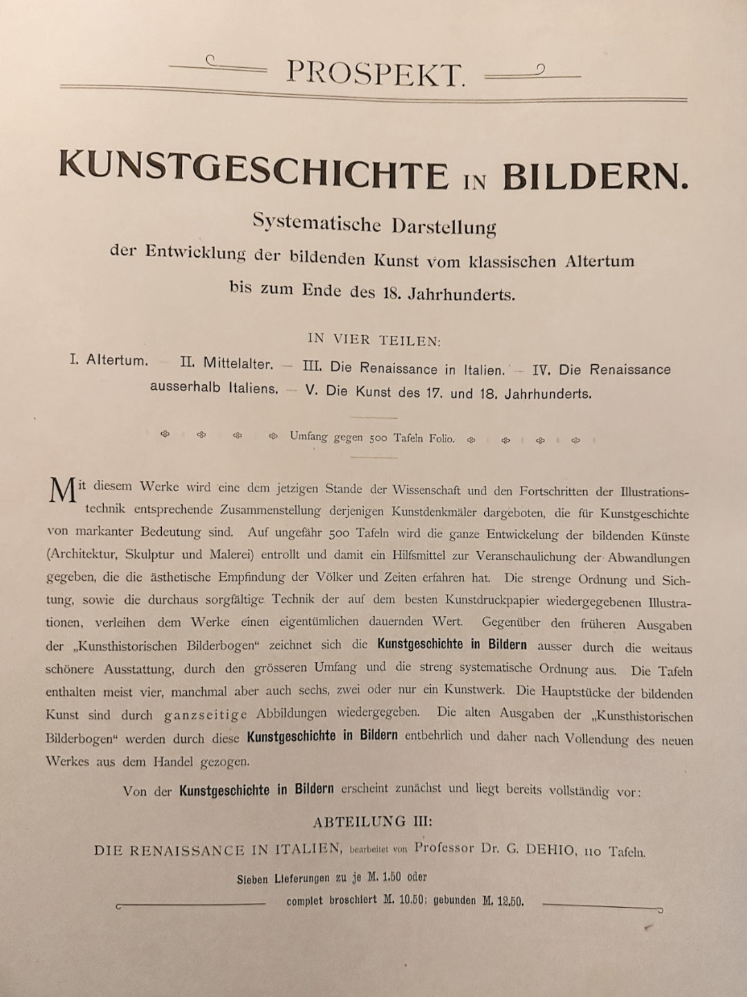 Kunstgeschichte in Bildern - Abteilung III 1898 v. Georg Dehio