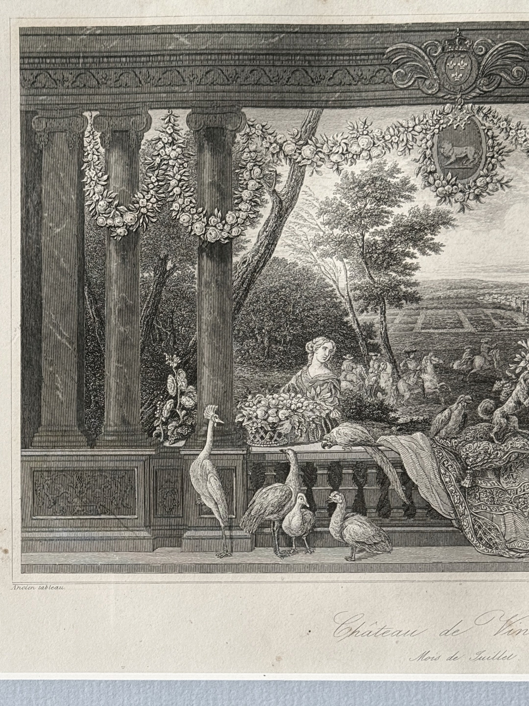 antiker druck chateau de vincennes juillet diagraphie