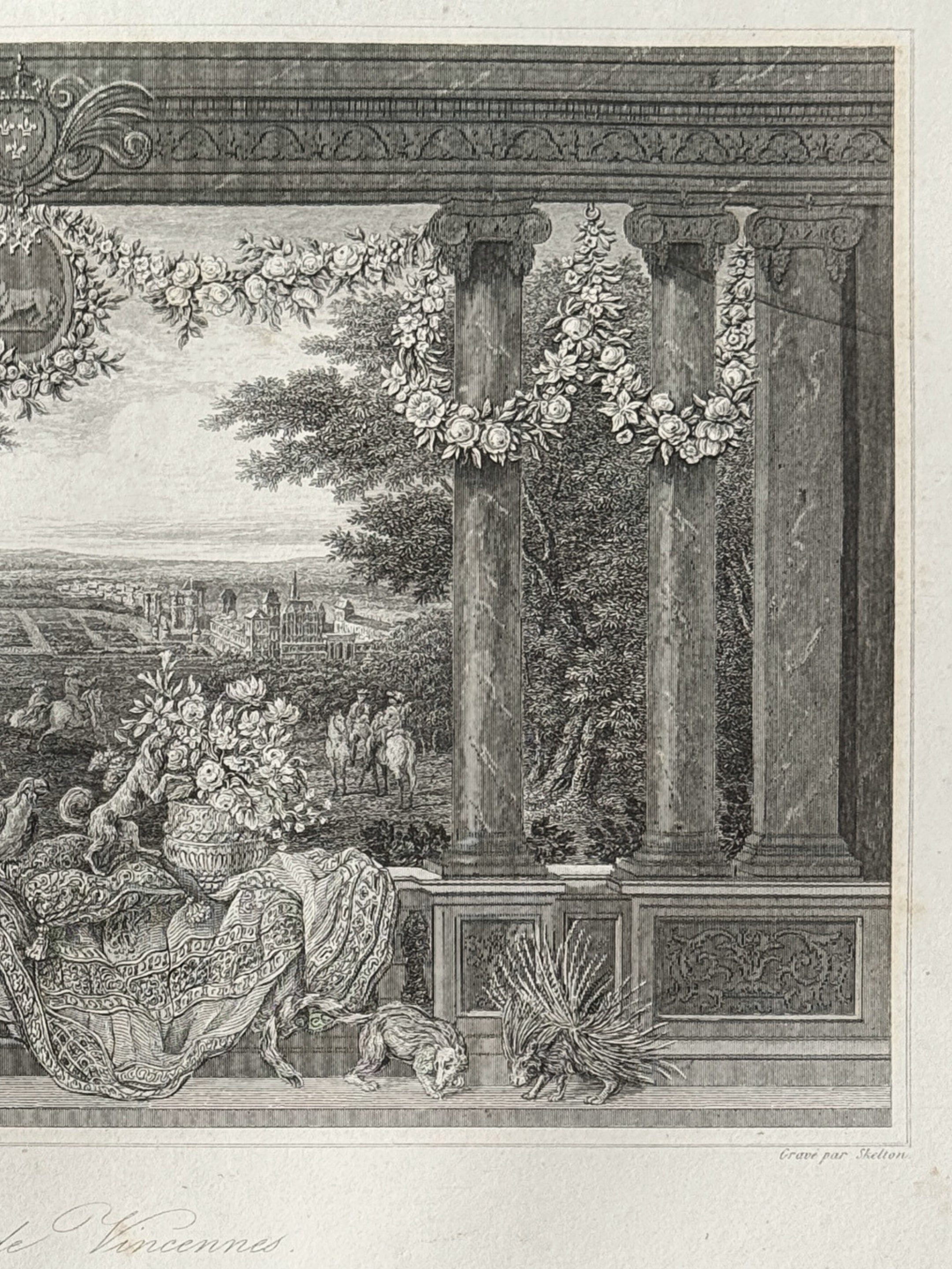 antiker druck chateau de vincennes juillet diagraphie