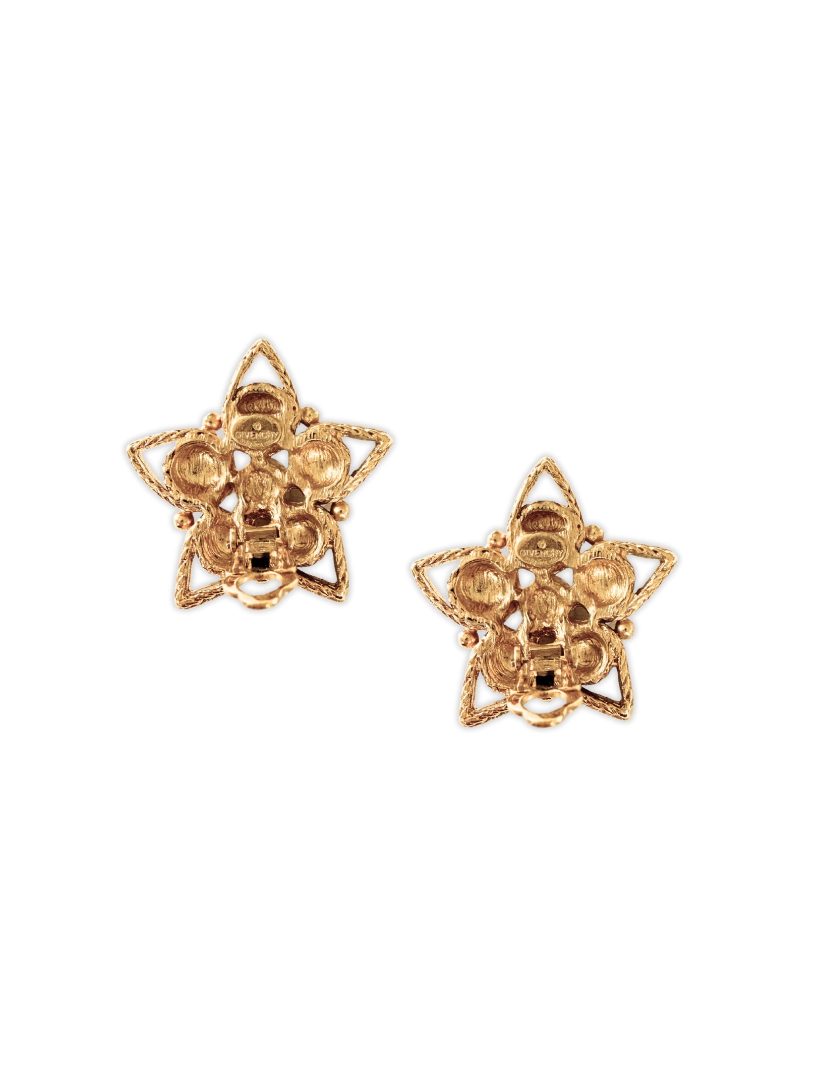 Vintage Givenchy Paris Ohrclips goldene Sterne Modeschmuck 80er Jahre