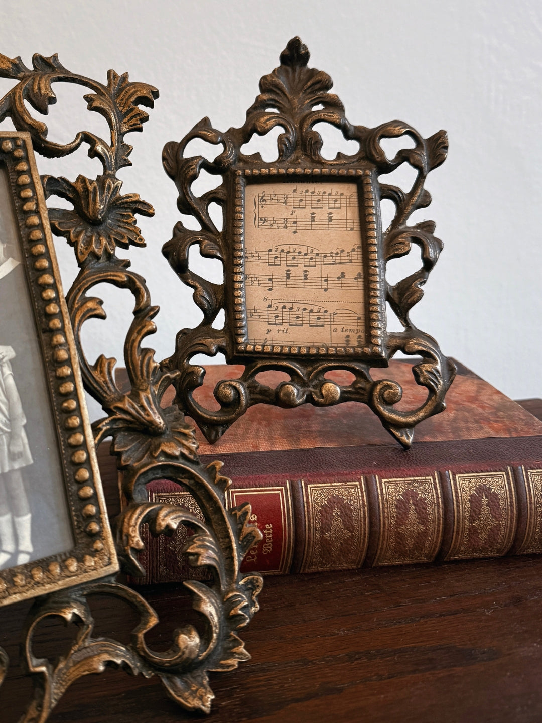 Antiker viktorianischer Bilderrahmen aus Metall mit floraler Verzierung