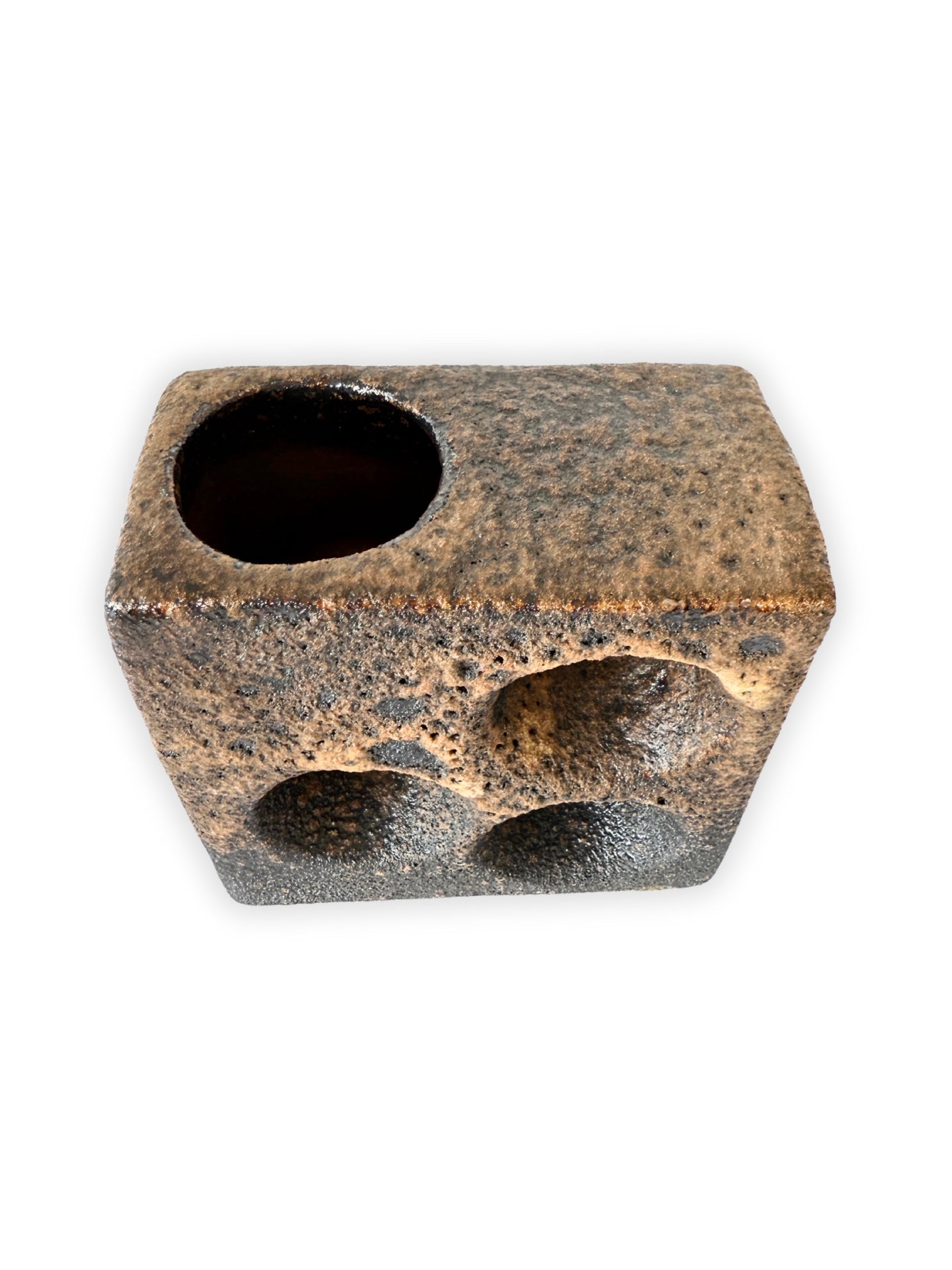 Mid-Century Keramik Brutalist Fat Lava Vase von Van Woerden für Vest Keramik 1960er Jahre