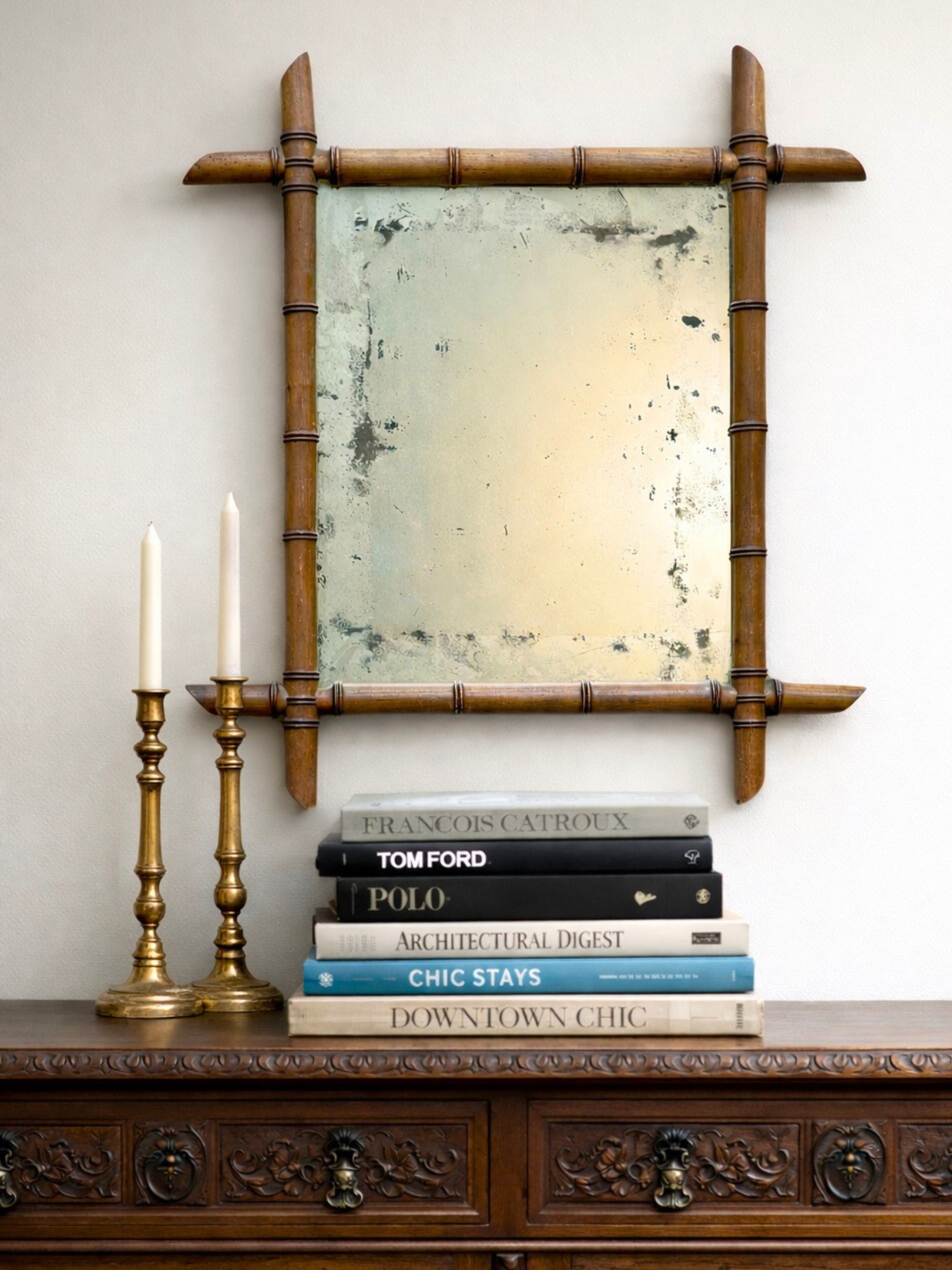 Antiker Wandspiegel aus Frankreich 19. Jh – Bamboo Colonial Style