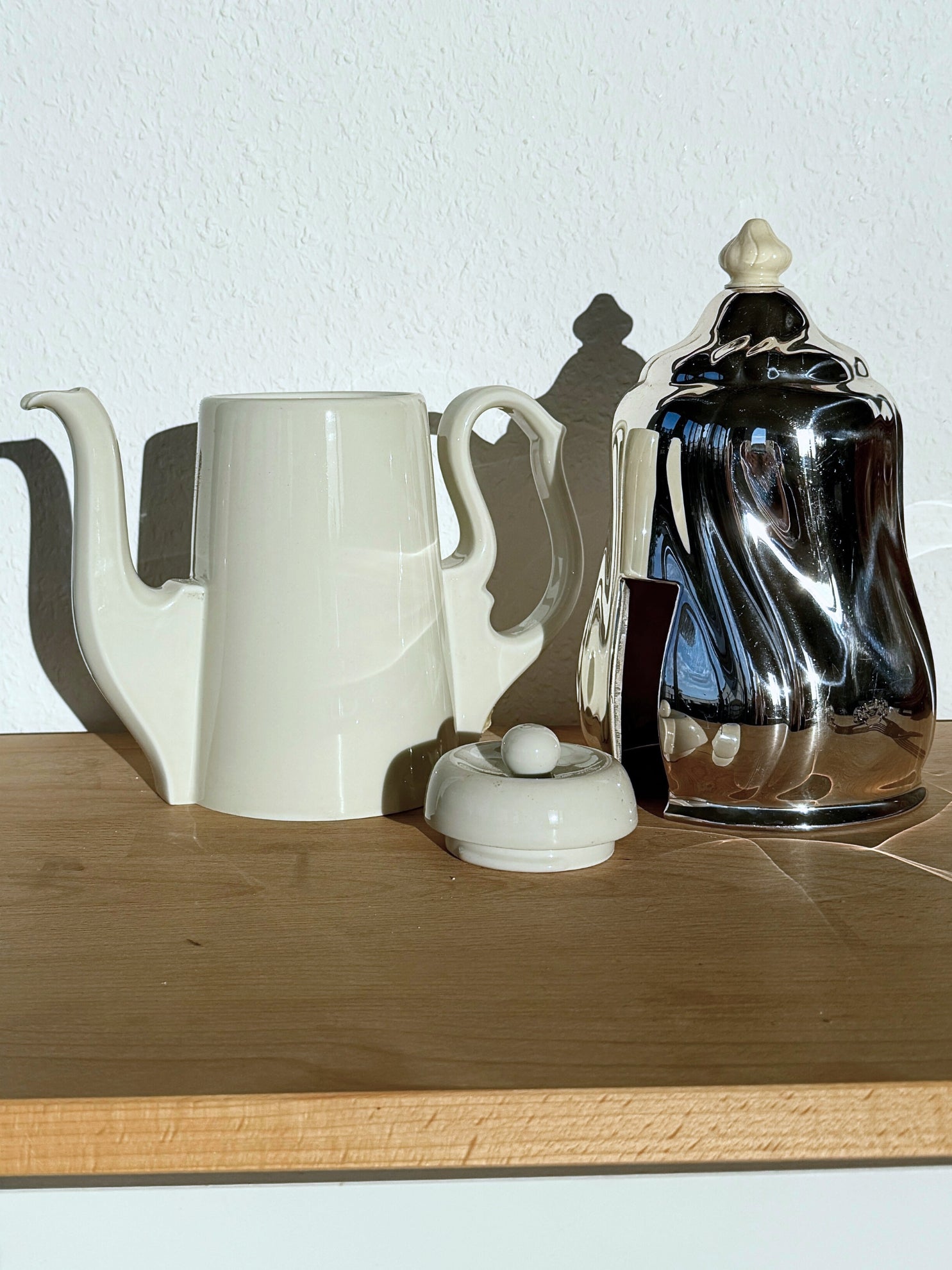 Vintage Porzellan Kaffeekanne mit Thermohaube Art Deco