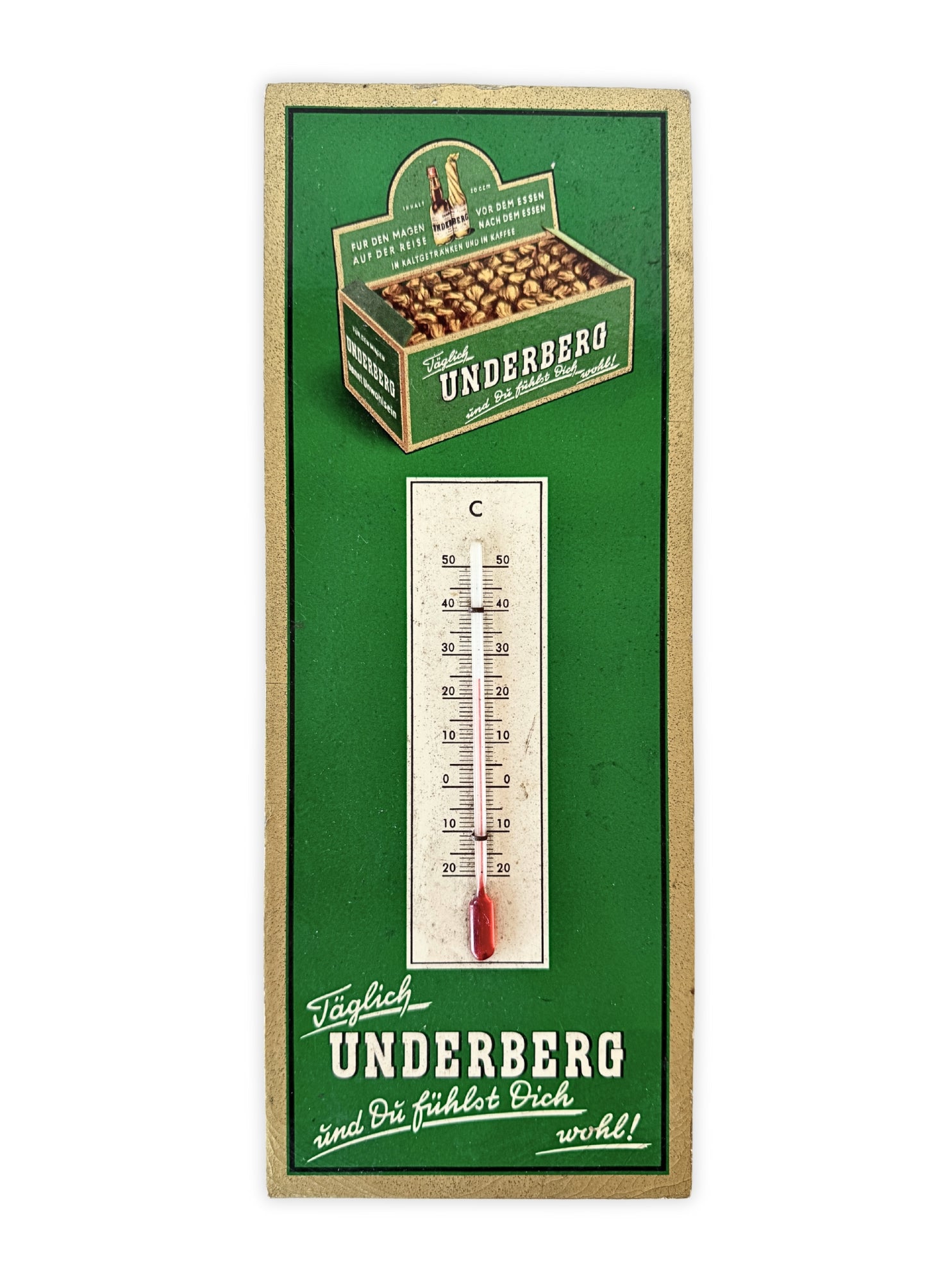 Seltenes Underberg Werbeschild Thermometer 50er Jahre Vintage