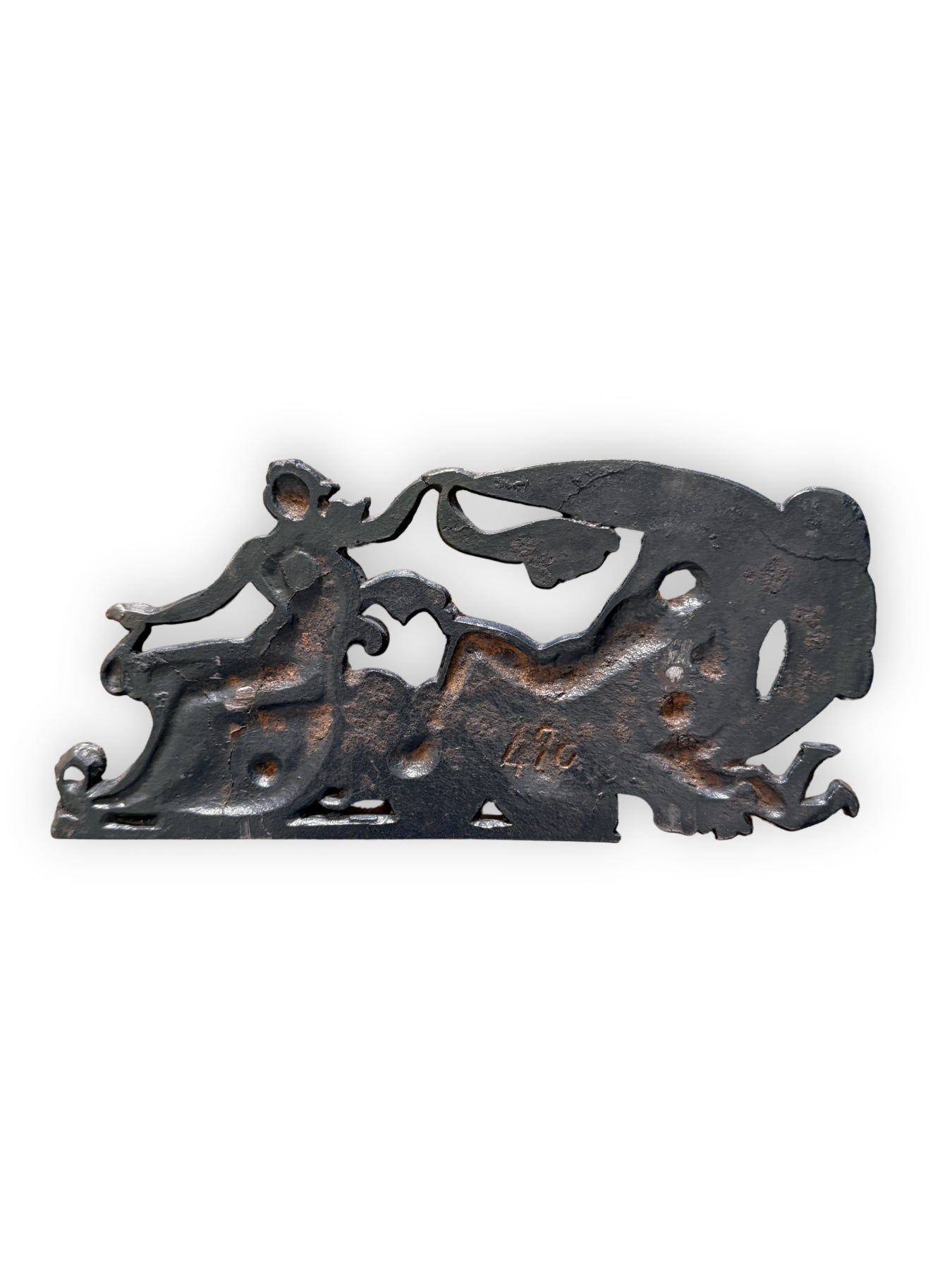 Antique Iron Relief "Daphne & Apollo" - France Wall Relief Fragment
