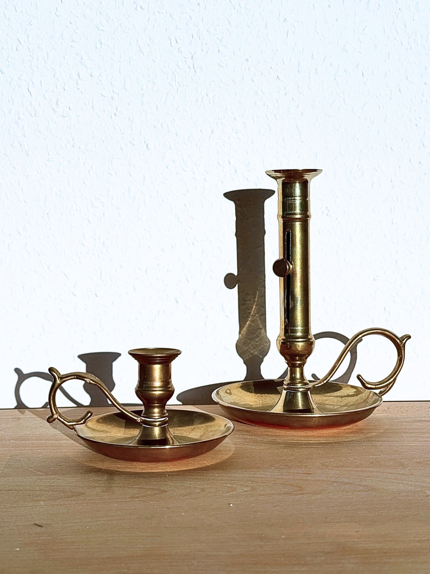 Vintage Messing Kerzenständer verstellbar Biedermeier Stil
