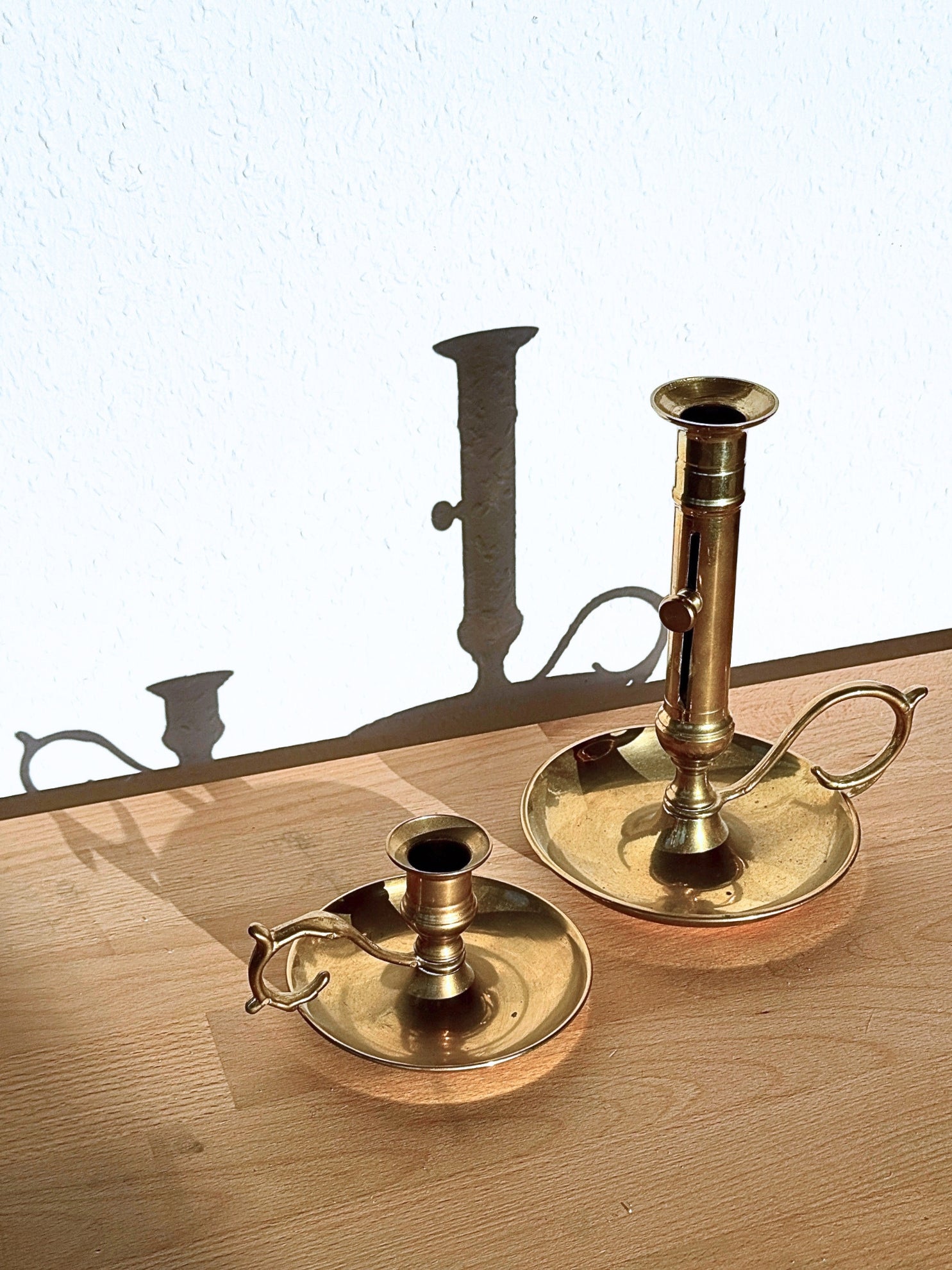 Vintage Messing Kerzenständer verstellbar Biedermeier Stil