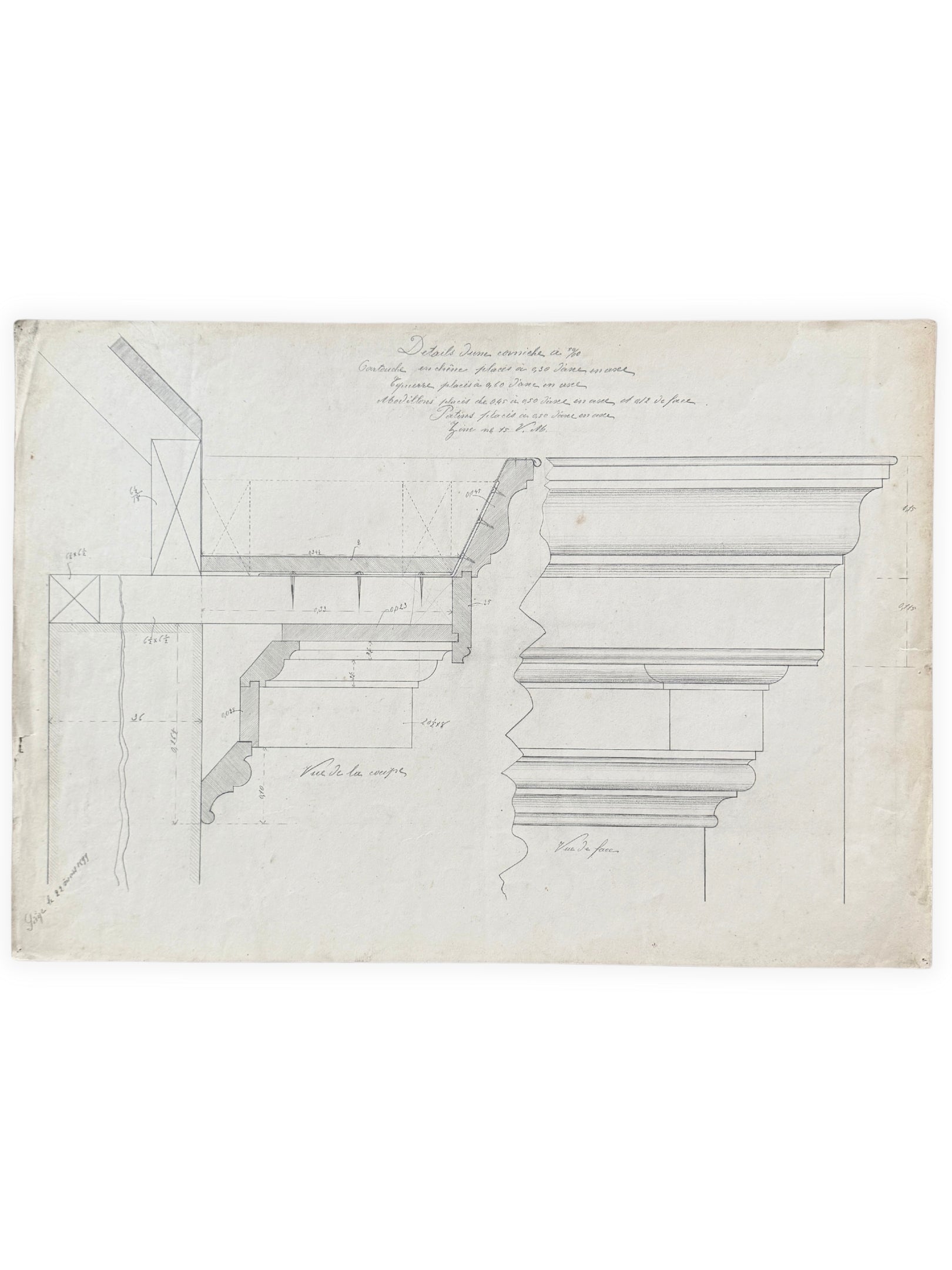 Architektur Zeichnung - Deckenverzierung Aufbau Entwurf 1890