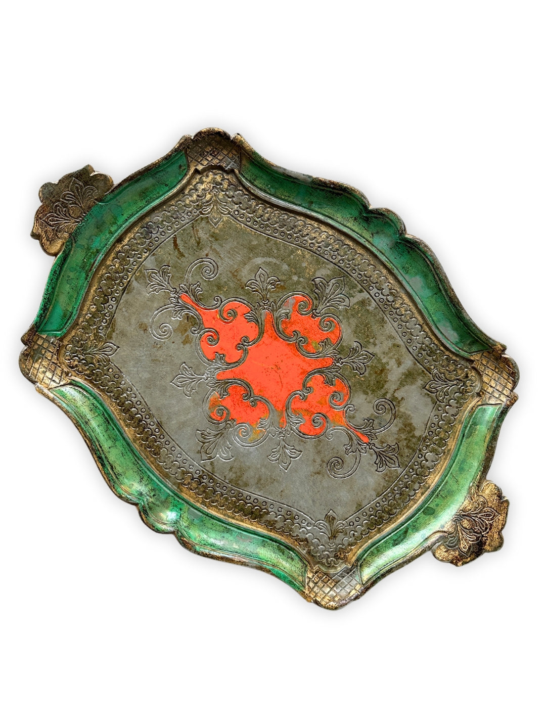 Vintage Florentine tray made of synthetic resin