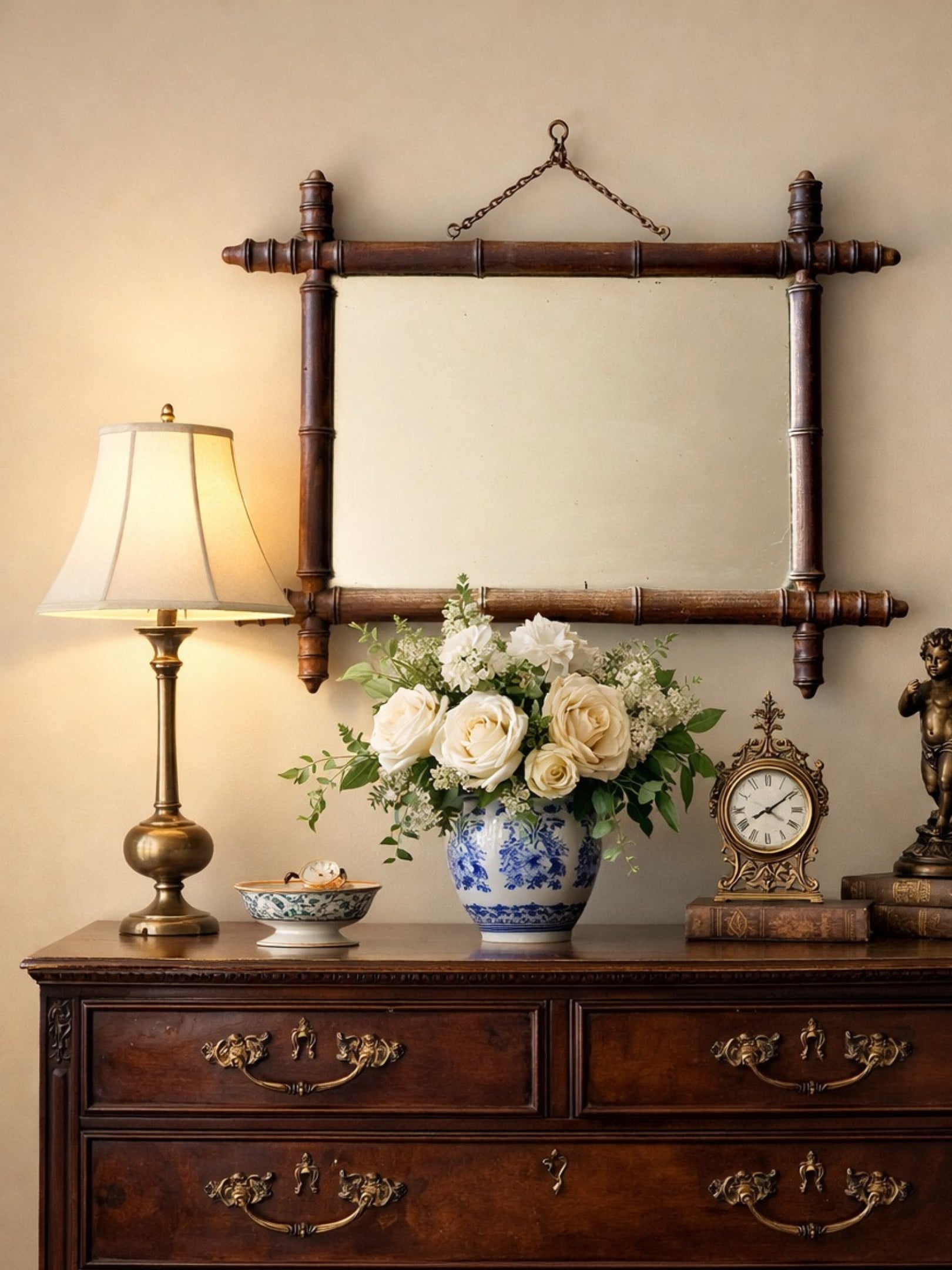 antiker bamboo spiegel frankreich 1900