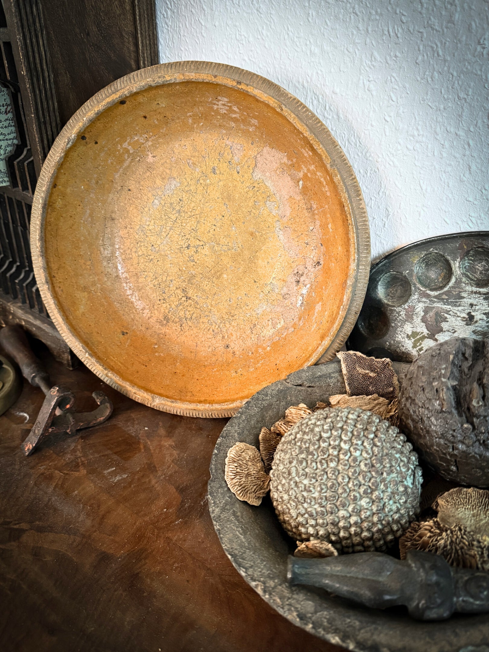 Antique earthenware confit bowl made of terracotta Roussillon France 19th century