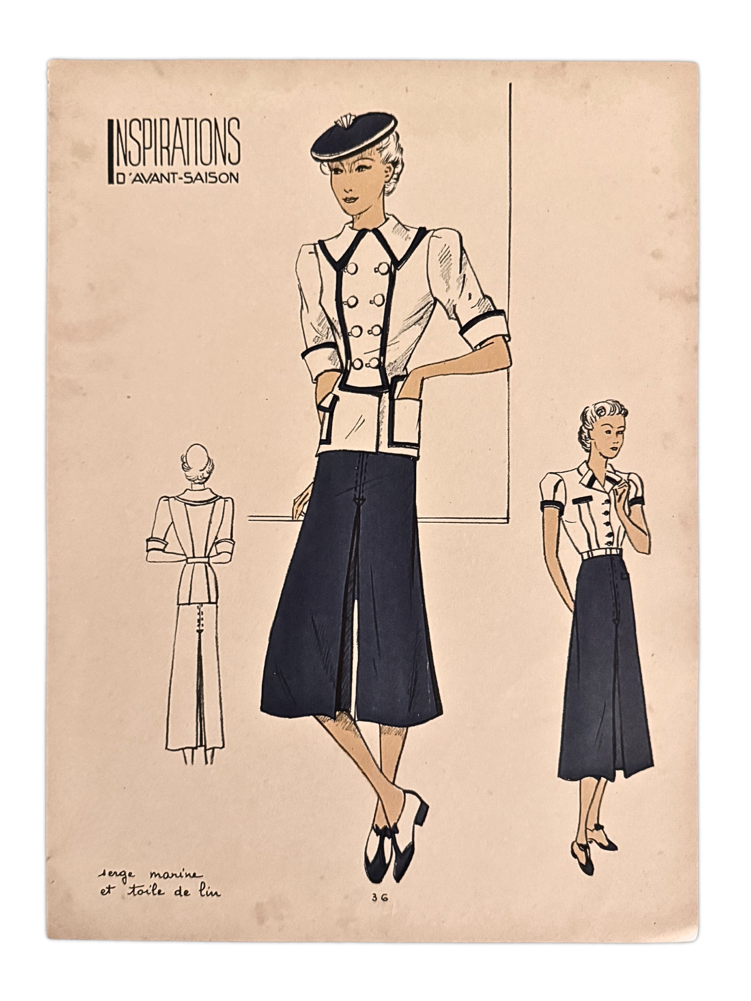 Vintage Mode Illustration Sketch Inspirations d'avant saison 1930 - No. 36