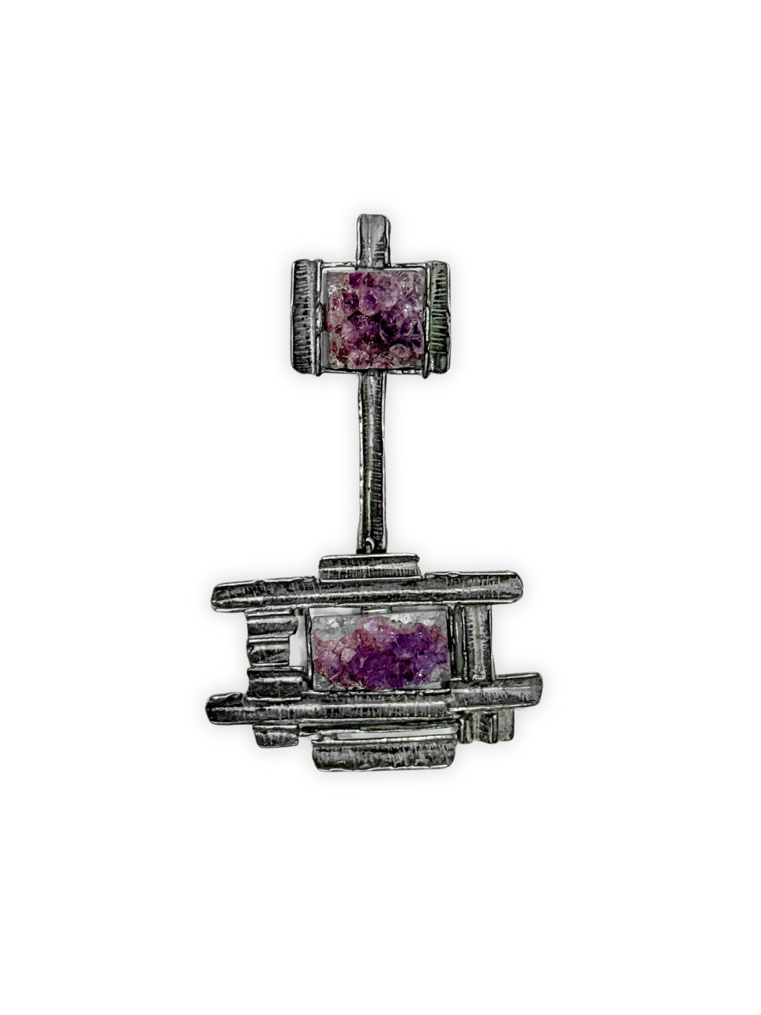 Vintage Schmuck Anhänger 1970er Modernist Design 835er Silber Amethyst