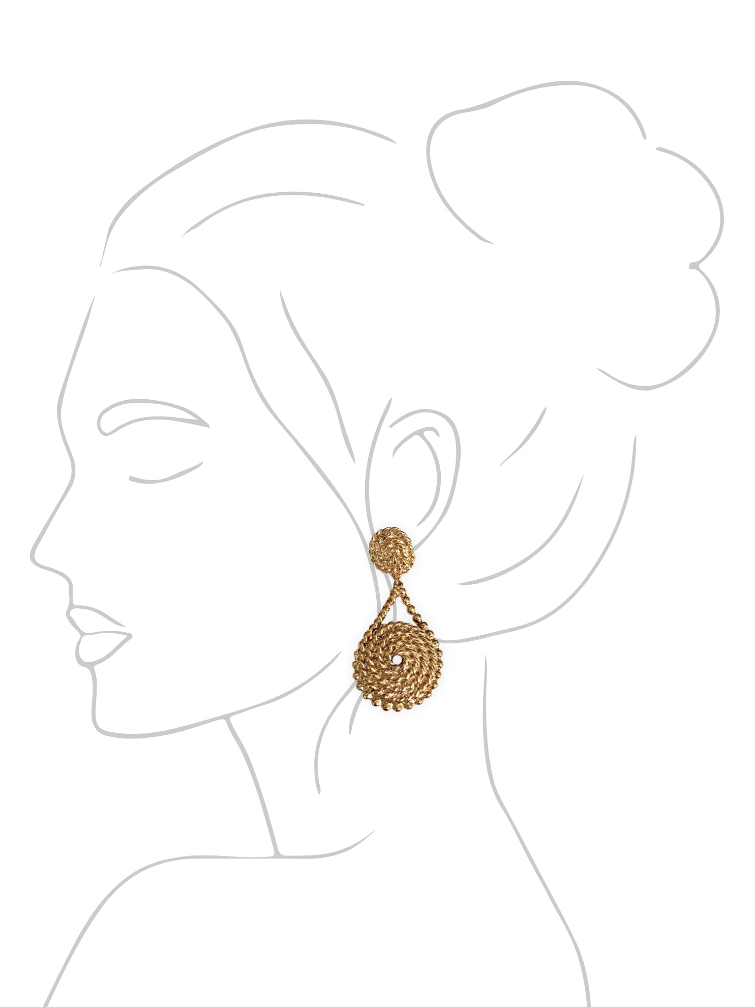 Gold designer earrings with marine cord - USA 1980s