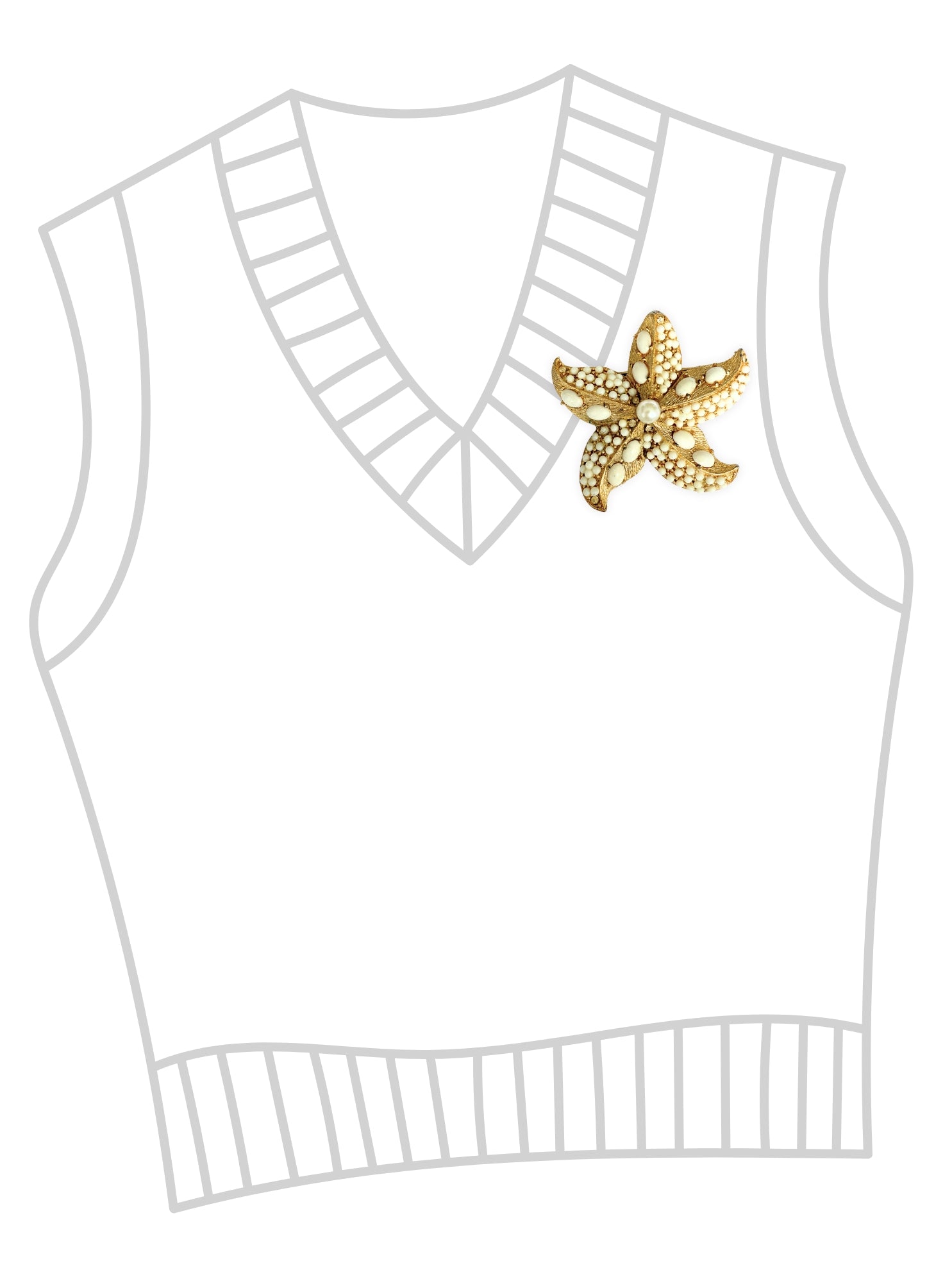 Vintage starfish brooch, USA 1960s