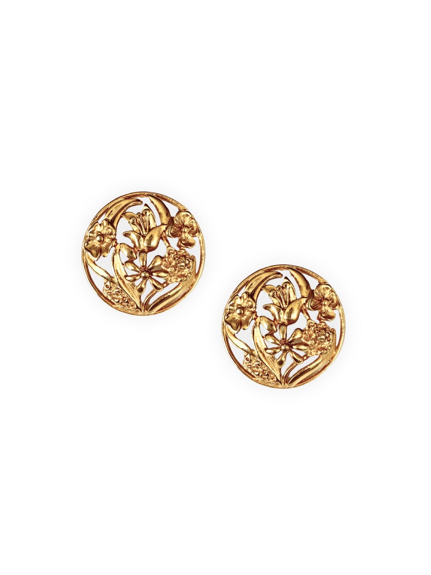 Goldene Blüten Ohrstecker von MONET Vintage Schmuck
