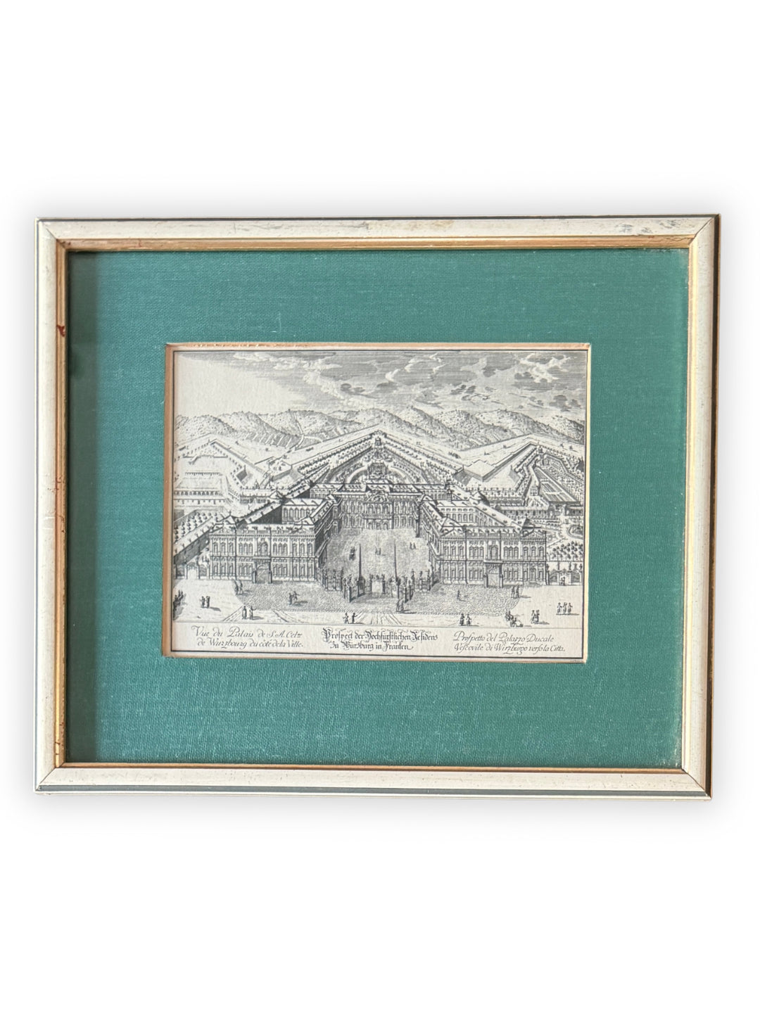 2 Antike Kupferstiche Würzburg Residenz und Universität um 1790