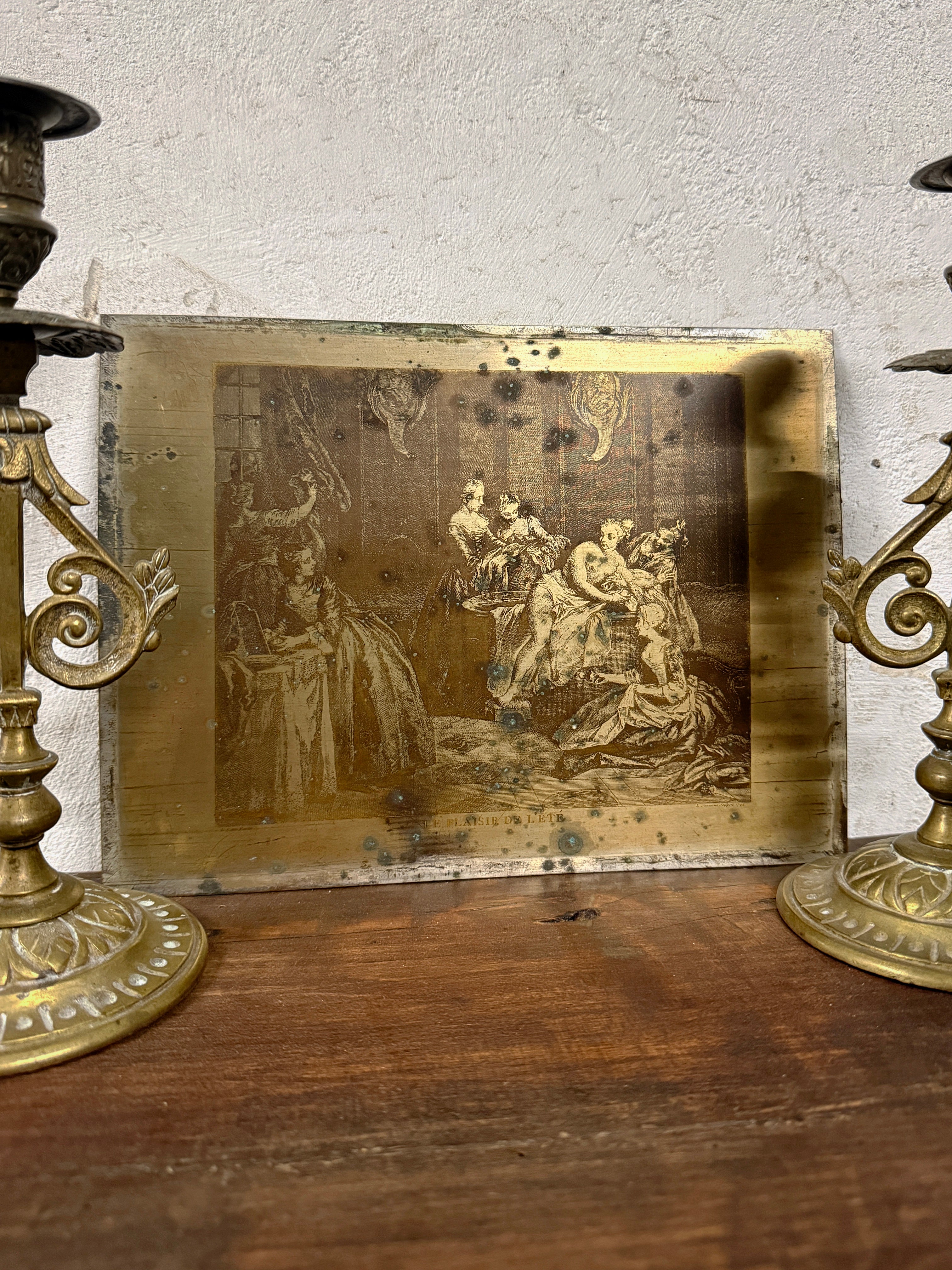 Antike Zink-Druckplatte Le Plaisir de l'Été 19. Jahrhundert
