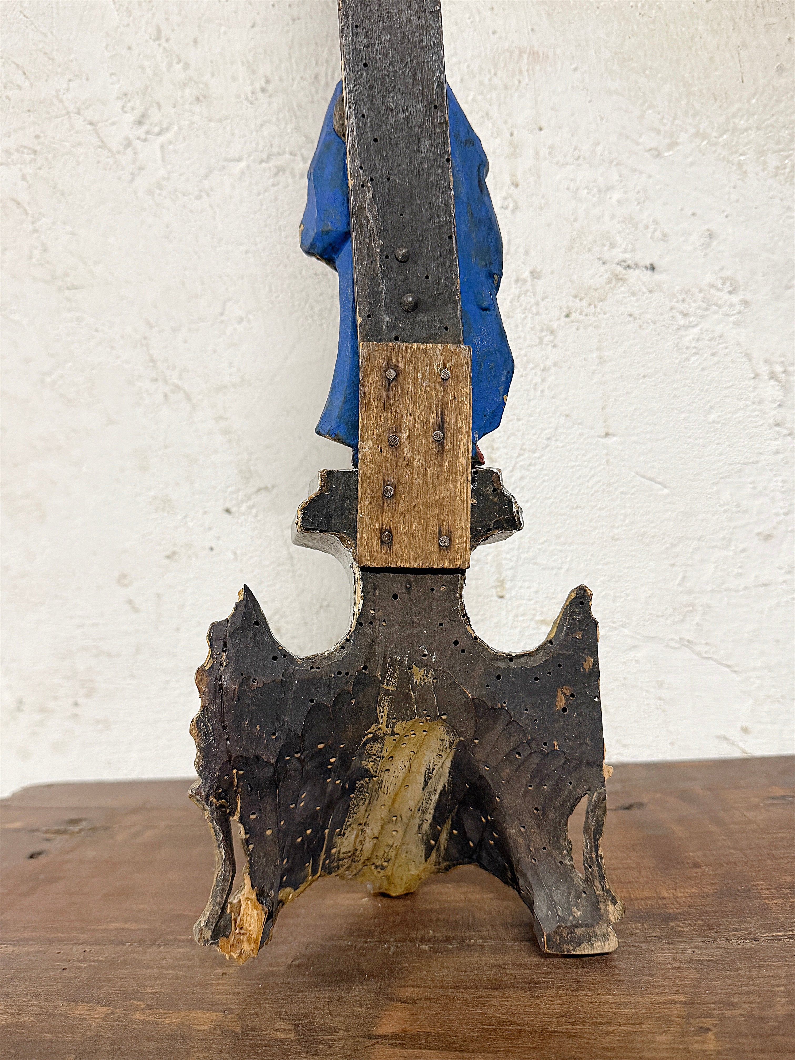 Antique hand-painted wooden crucifix – sacred folk art