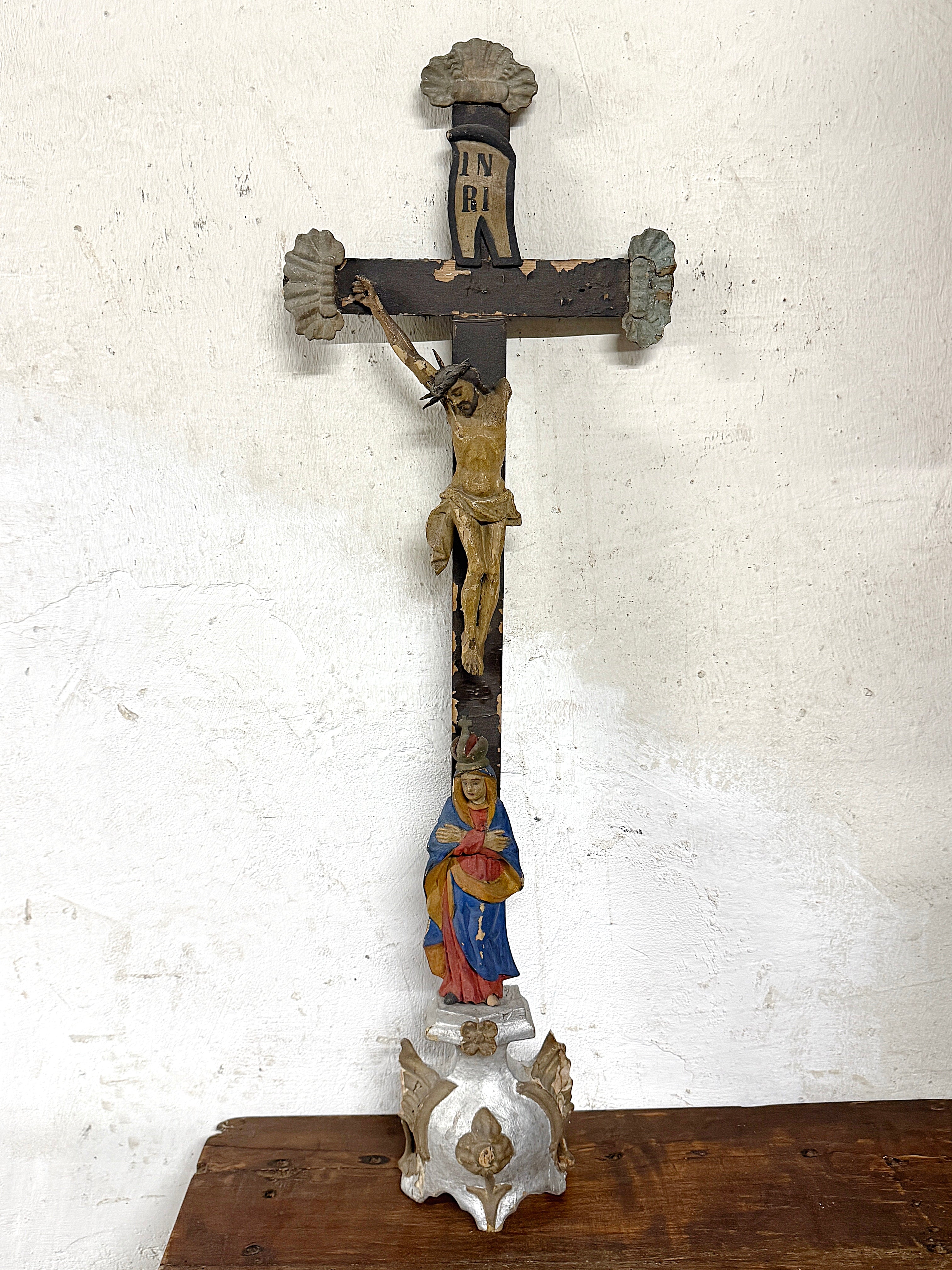 antikes holz kruzifix volkskunst