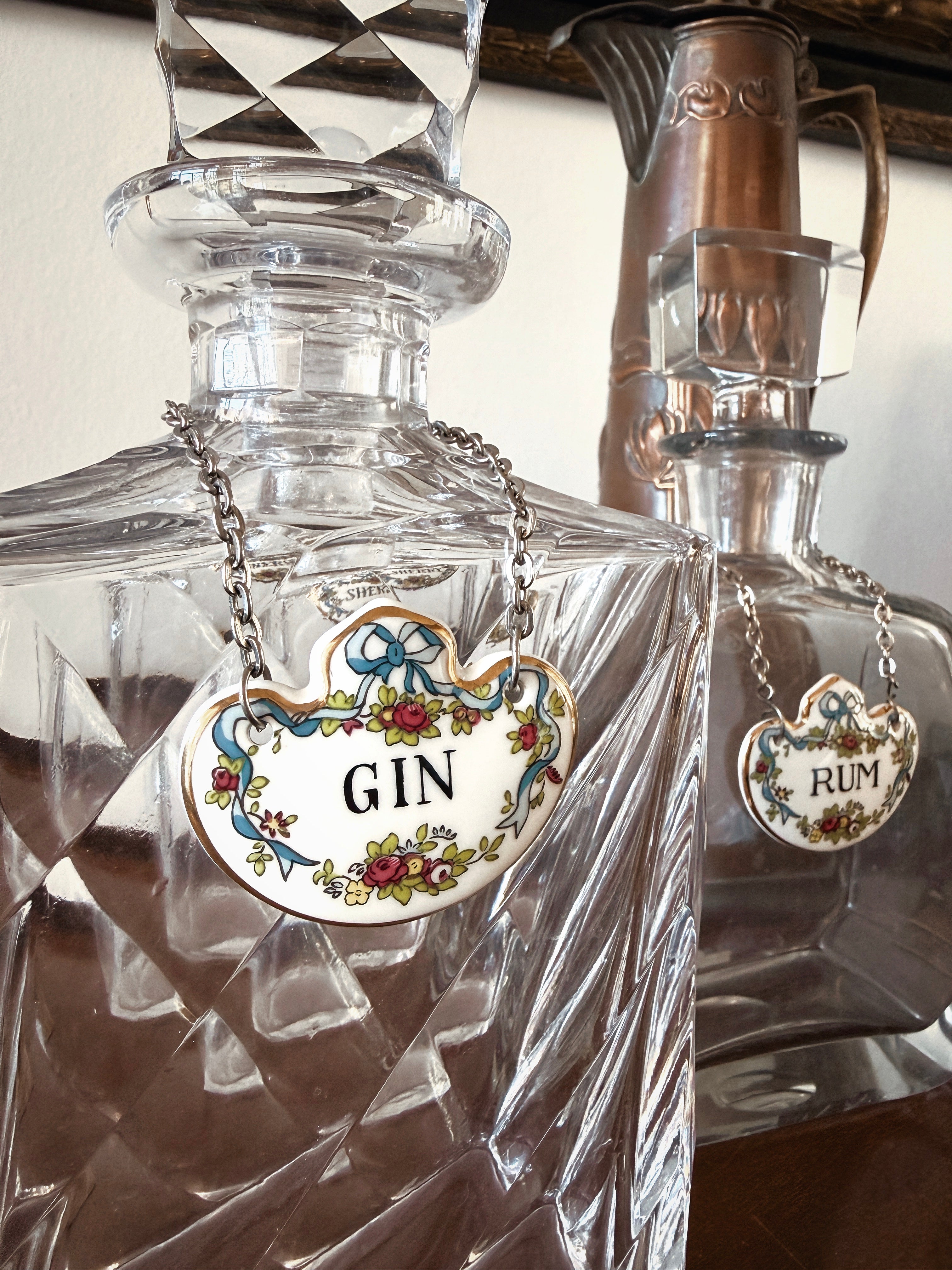 gin rum sherry decanter labels england