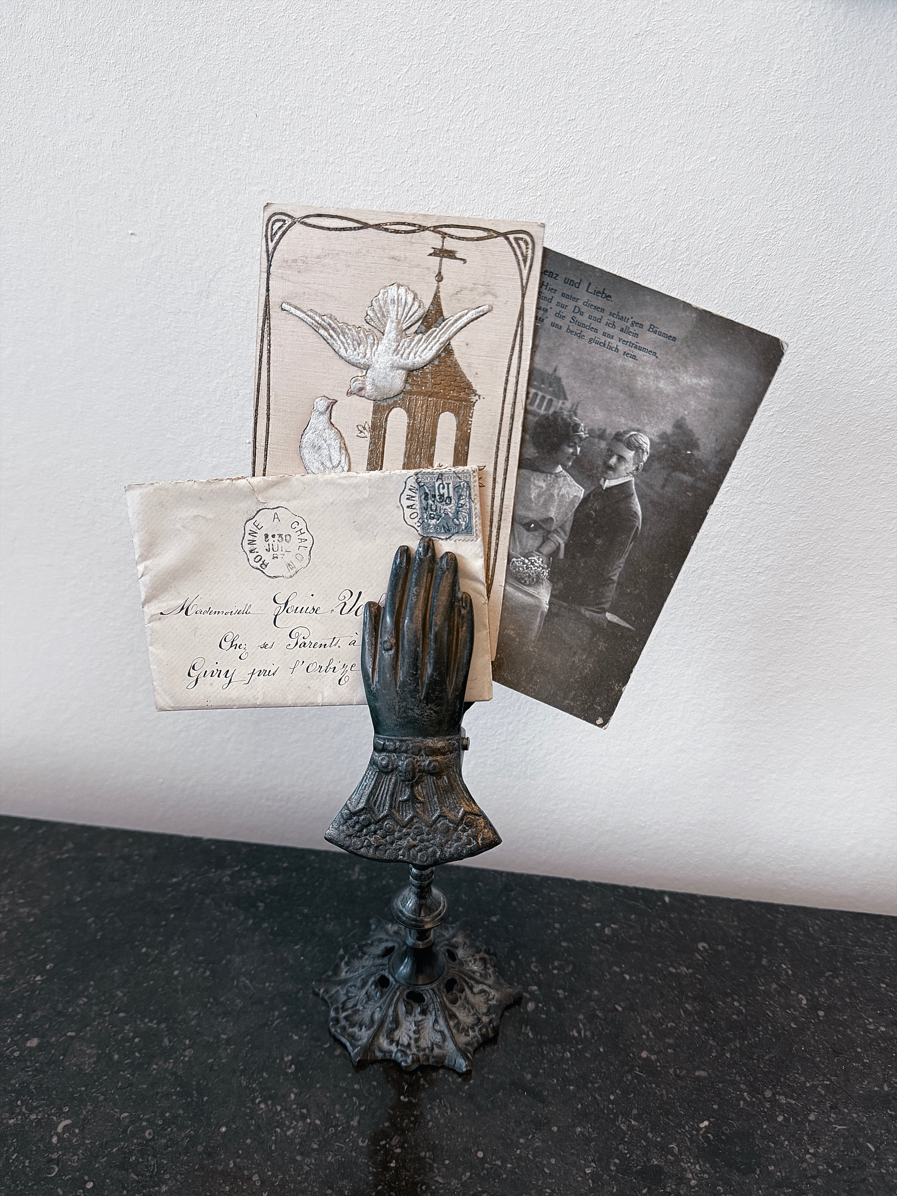 Vintage Kartenhalter Briefhalter - Viktorianische Hand