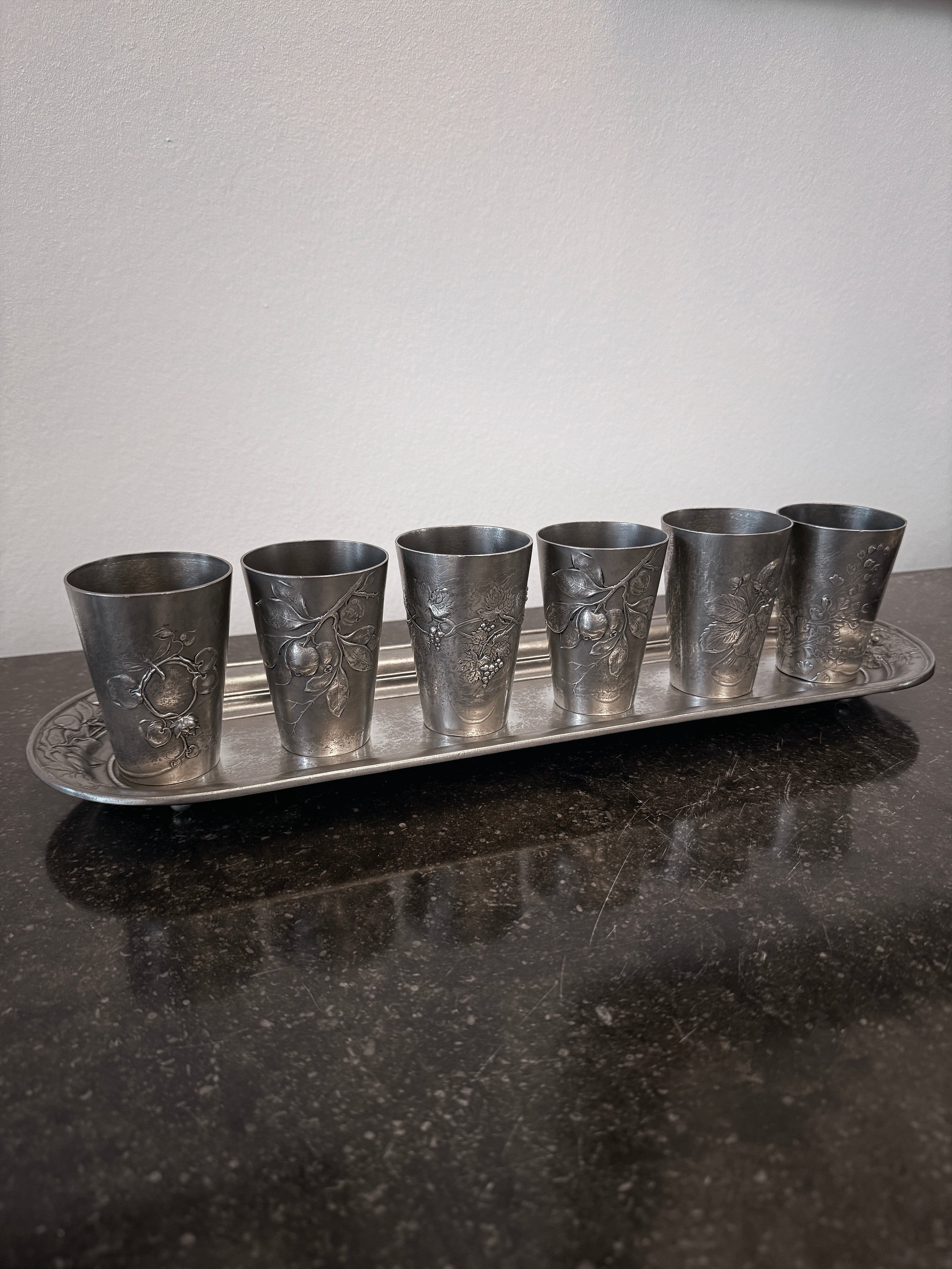 orivit jugendstil zinnbecher set