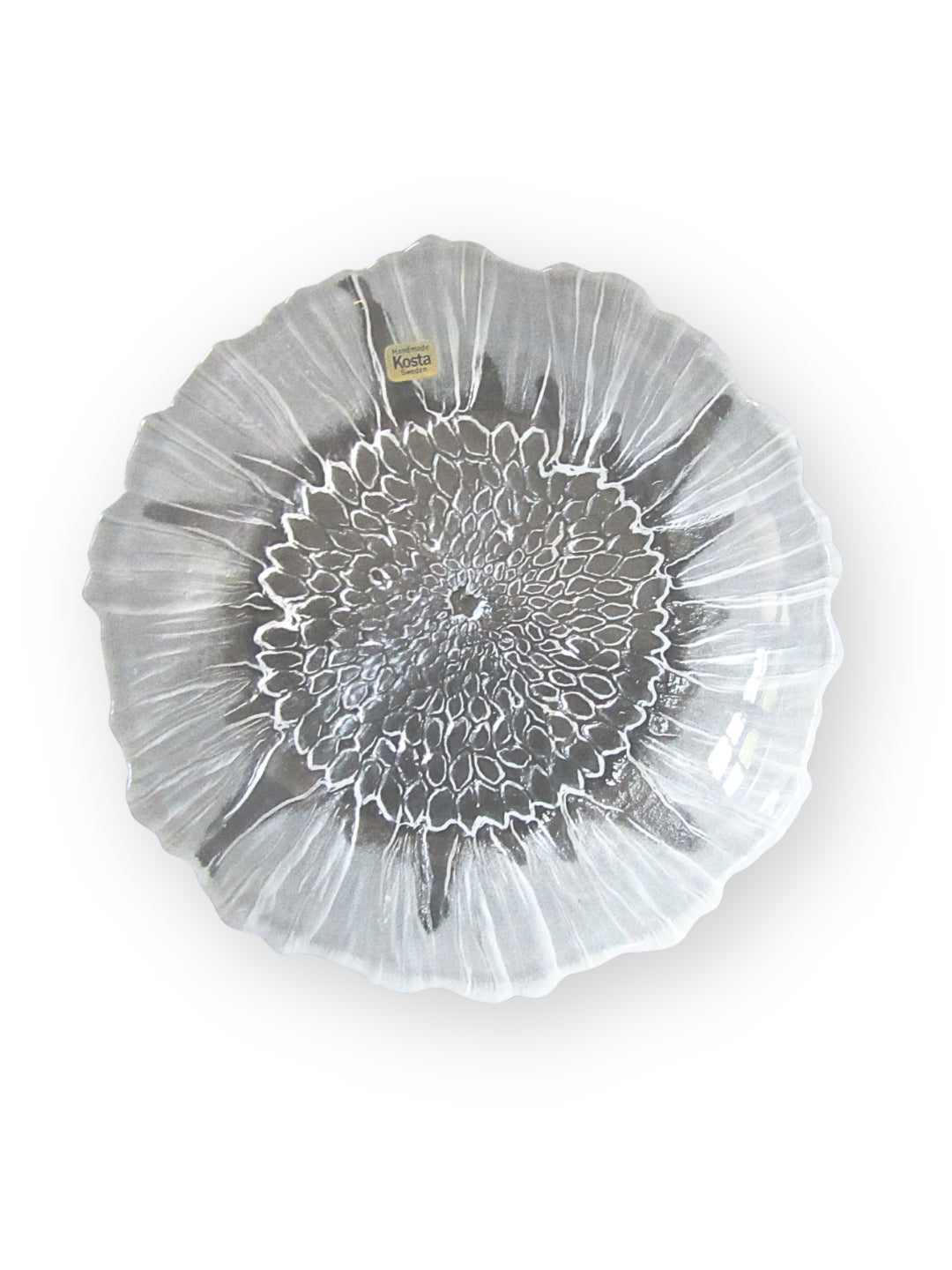 Kosta Boda Teller aus Glas Sunflower Design 1970er Jahre