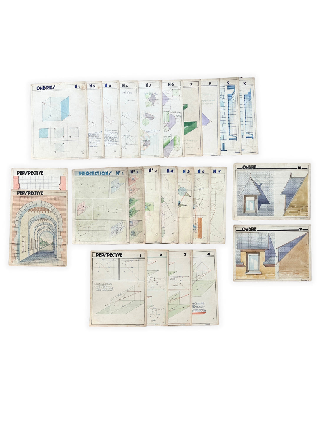 Architektur Zeichnungen Frankreich um 1920 Bauhaus Design - Mappe mit 25 Blatt