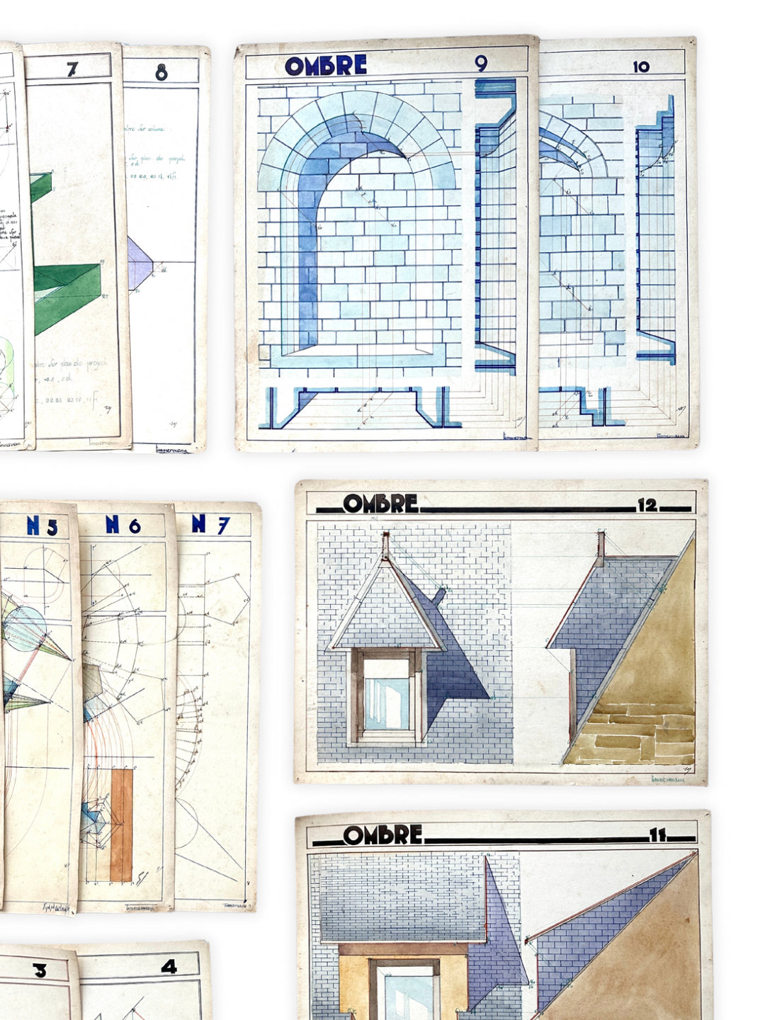 Architektur Zeichnungen Frankreich um 1920 Bauhaus Design - Mappe mit 25 Blatt