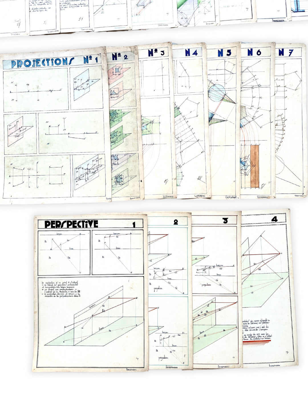 Architektur Zeichnungen Frankreich um 1920 Bauhaus Design - Mappe mit 25 Blatt