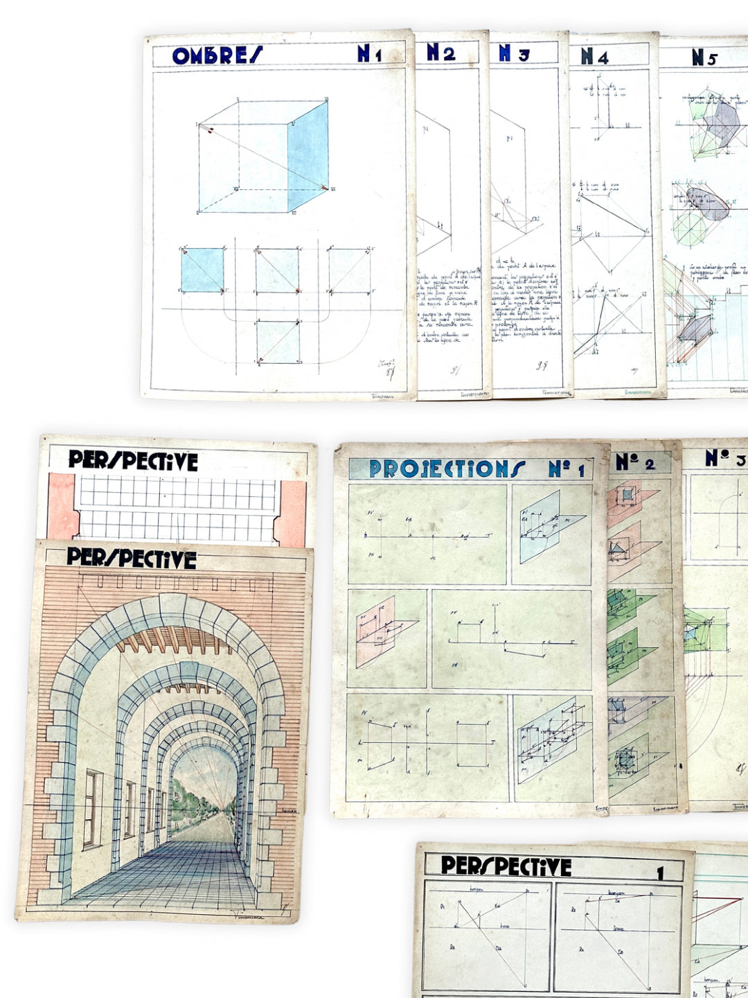 Architektur Zeichnungen Frankreich um 1920 Bauhaus Design - Mappe mit 25 Blatt