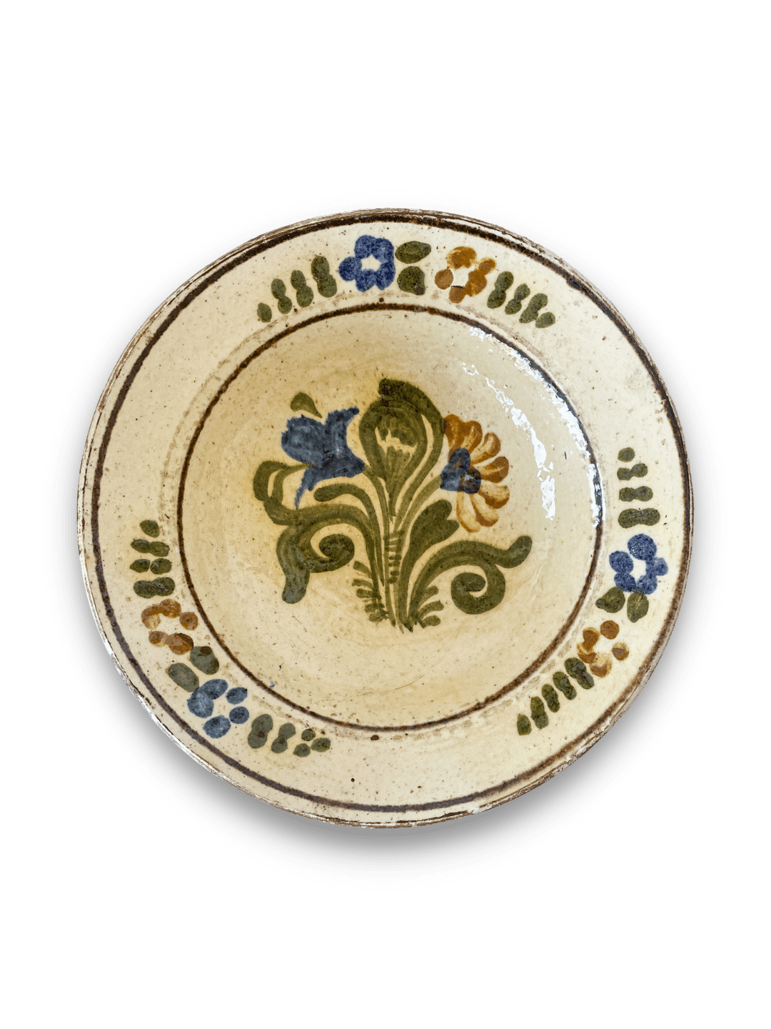 Antike Bauernschale mit floralem Motiv