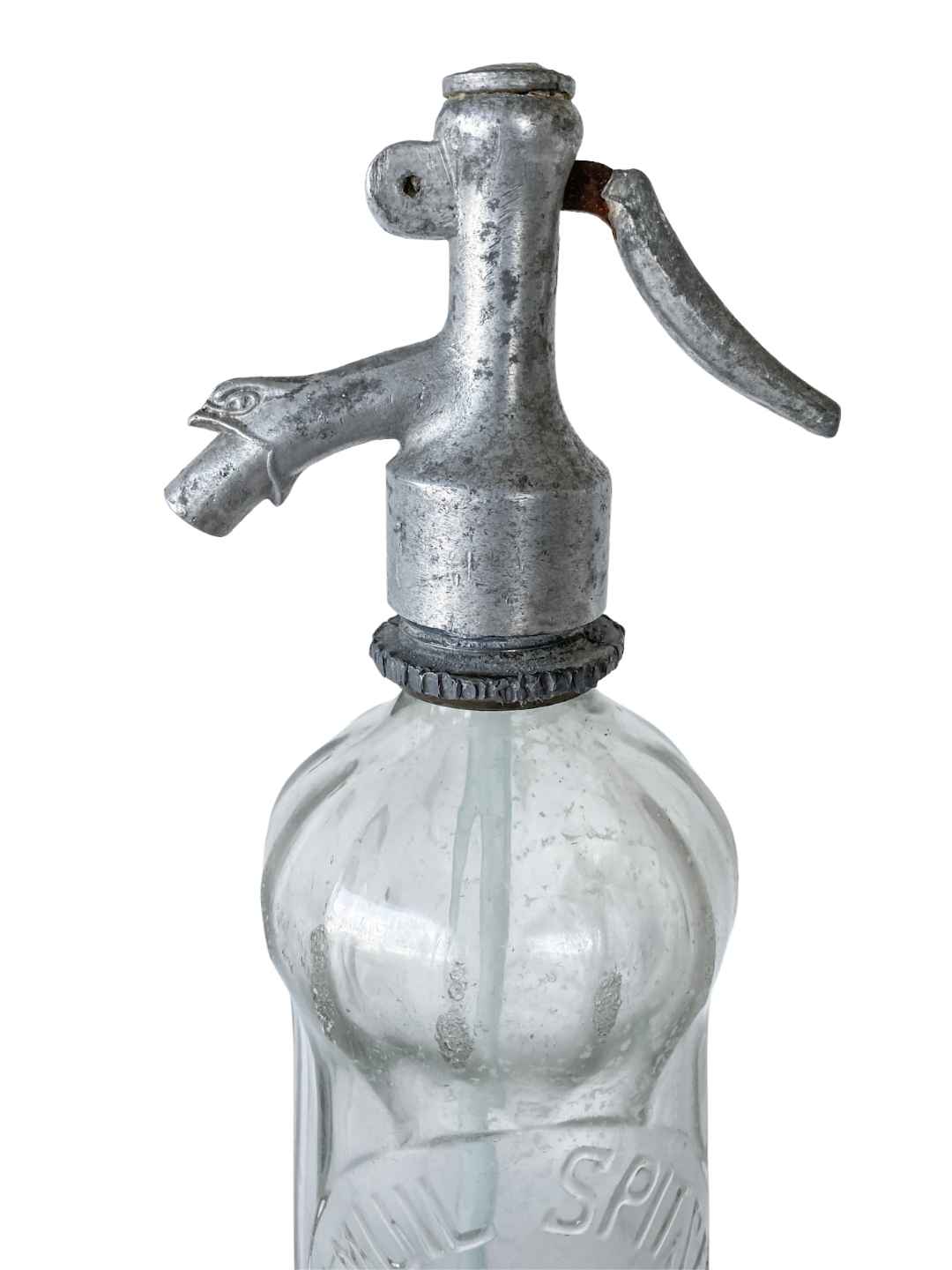 Vintage Seltzer Flasche "Samuil Spitzer" aus Glas 1935